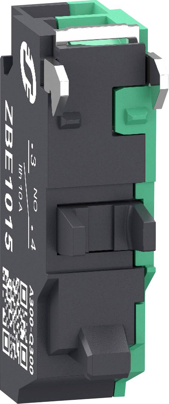 Seitenansicht eines schwarzen und türkisfarbenen Leistungsschalters mit der Bezeichnung „ZBE1015