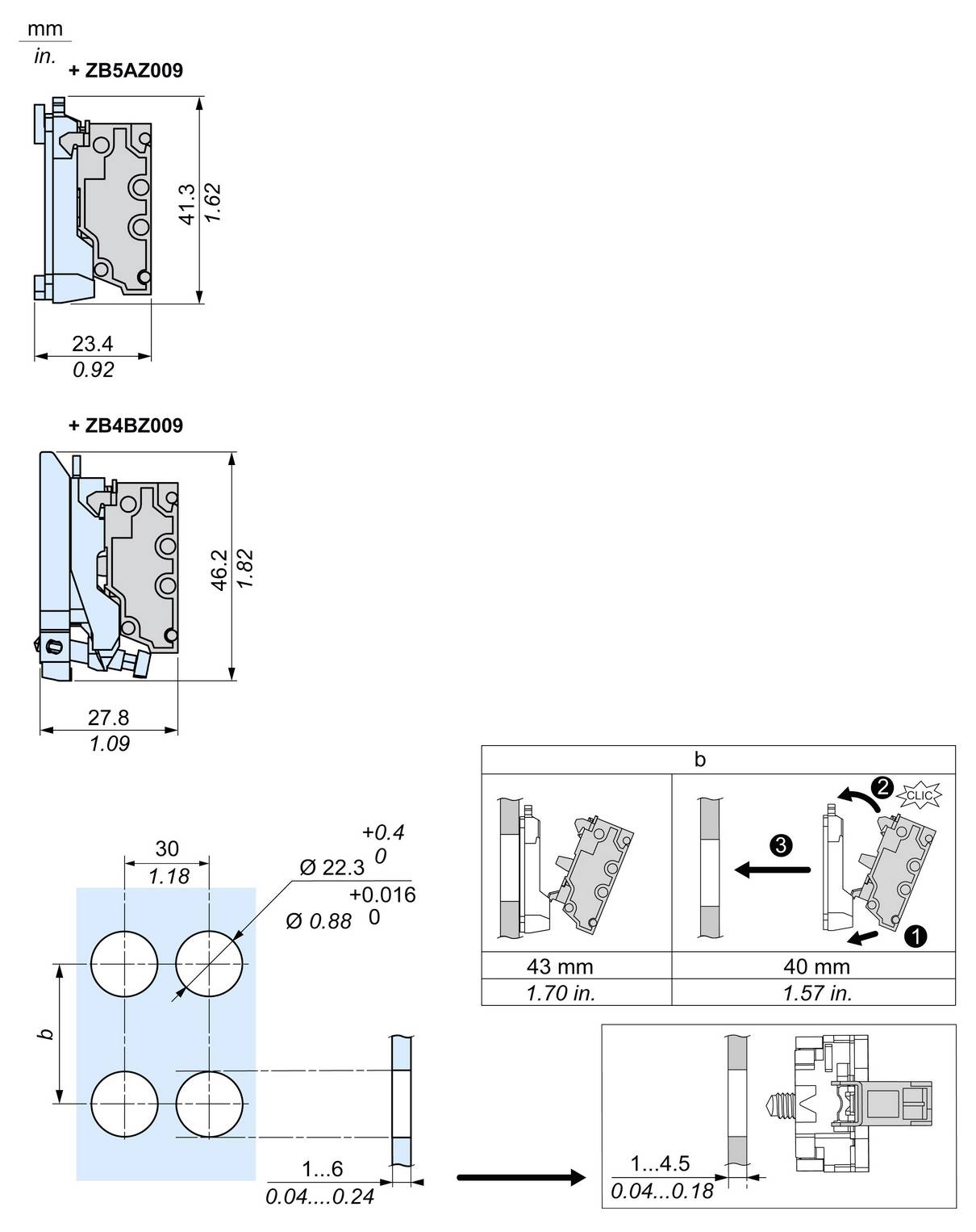 Schneider Electric ZBE1025 Kontaktelement 1 Öffner tastend 240V