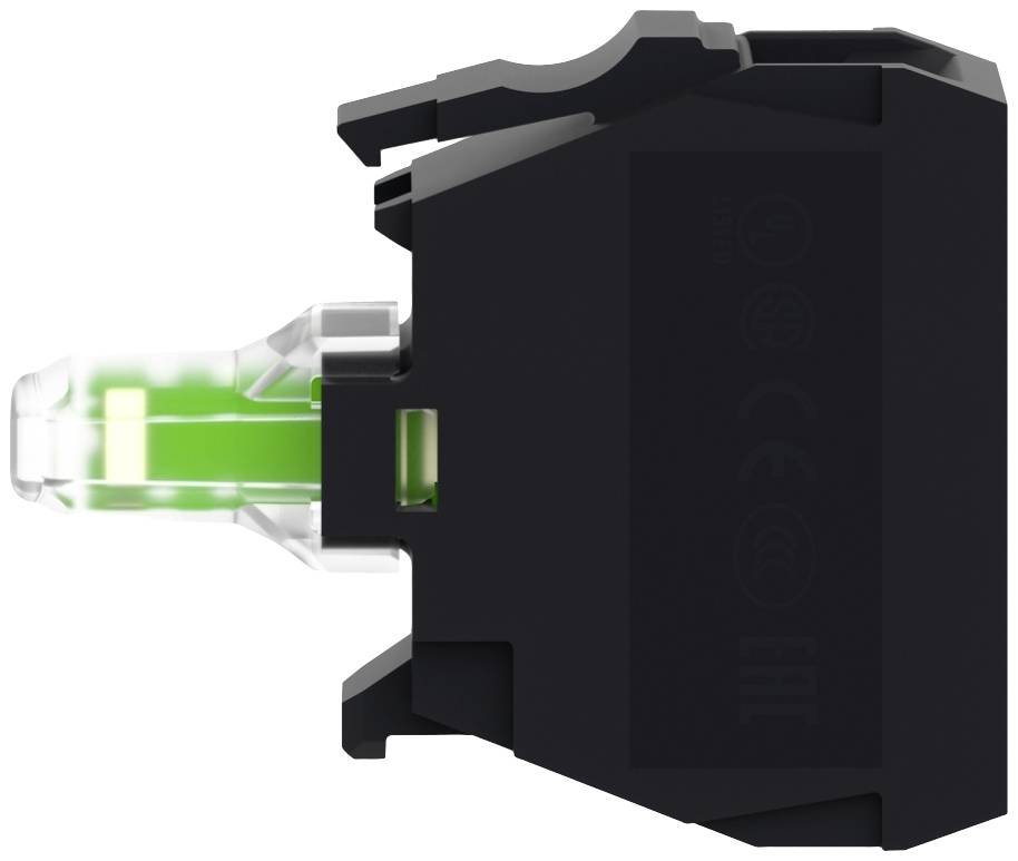 Ein schwarzes Plastikgehäuse mit einem sichtbaren transparenten und grünen Steckkontakt. Möglicherweise Teil eines elektronischen Geräts.
