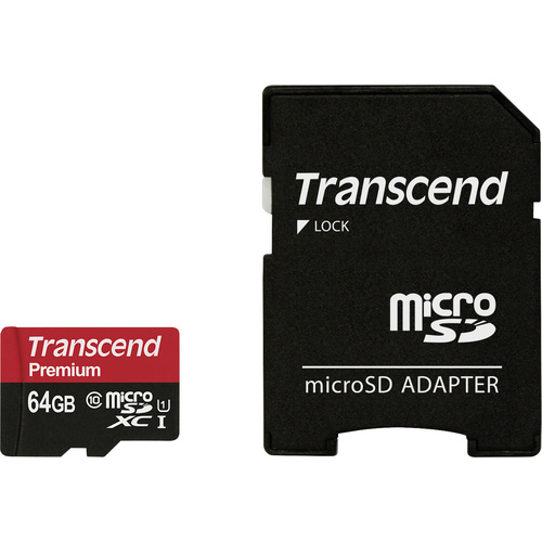 Transcend Premium microSDXC-Karte 64GB Class 10, UHS-I inkl. SD-Adapter