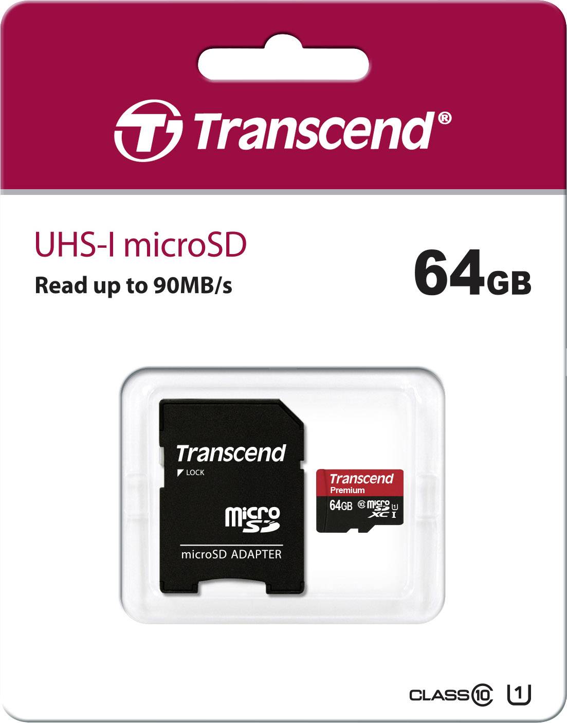 Transcend Premium microSDXC-Karte Industrial 64 GB Class 10, UHS-I inkl. SD-Adapter