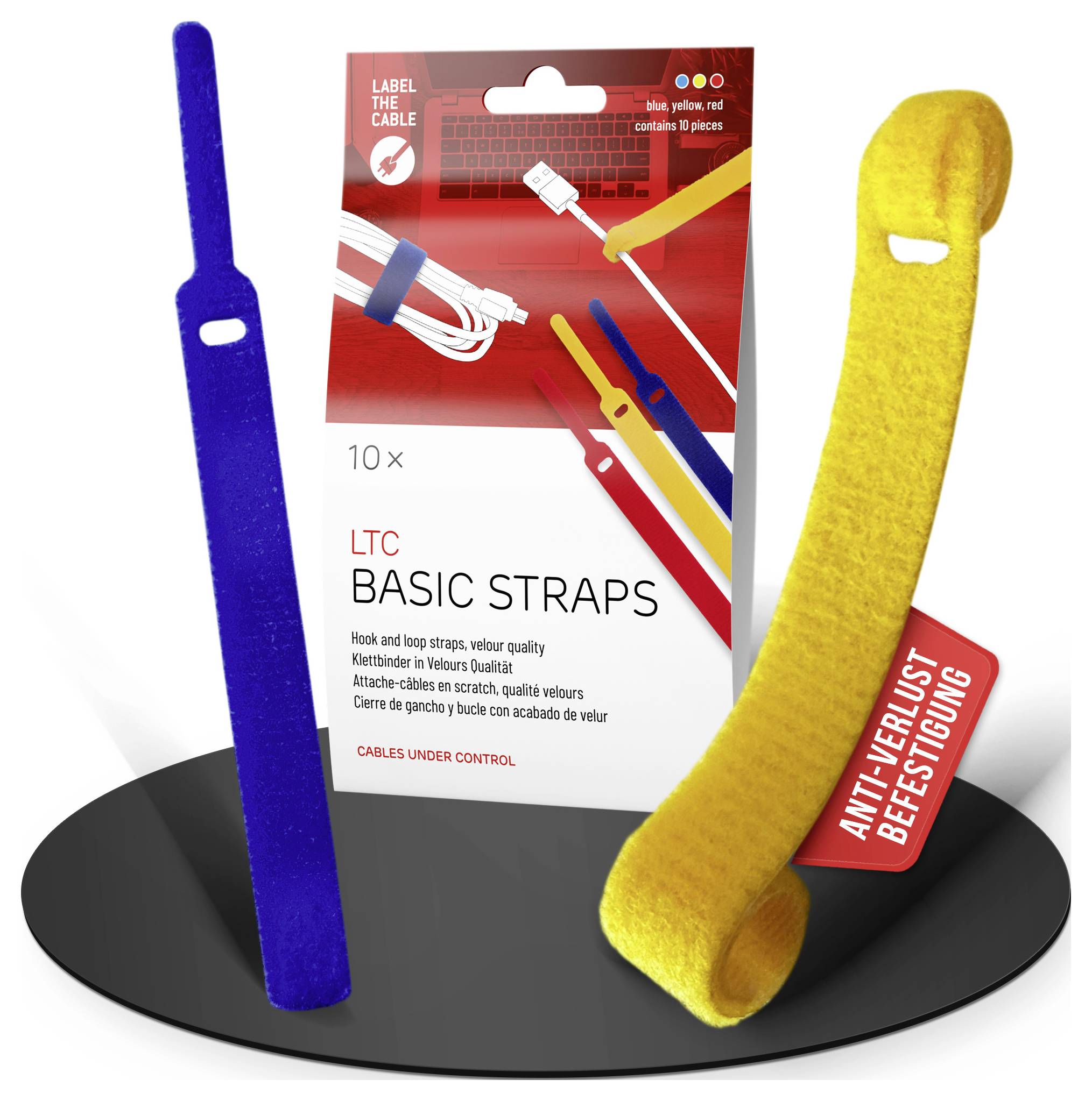 Label the Cable Klett-Kabelbinder LTC BASIC STRAPS L LTC 1130 10 St. Gelb, Blau, Rot