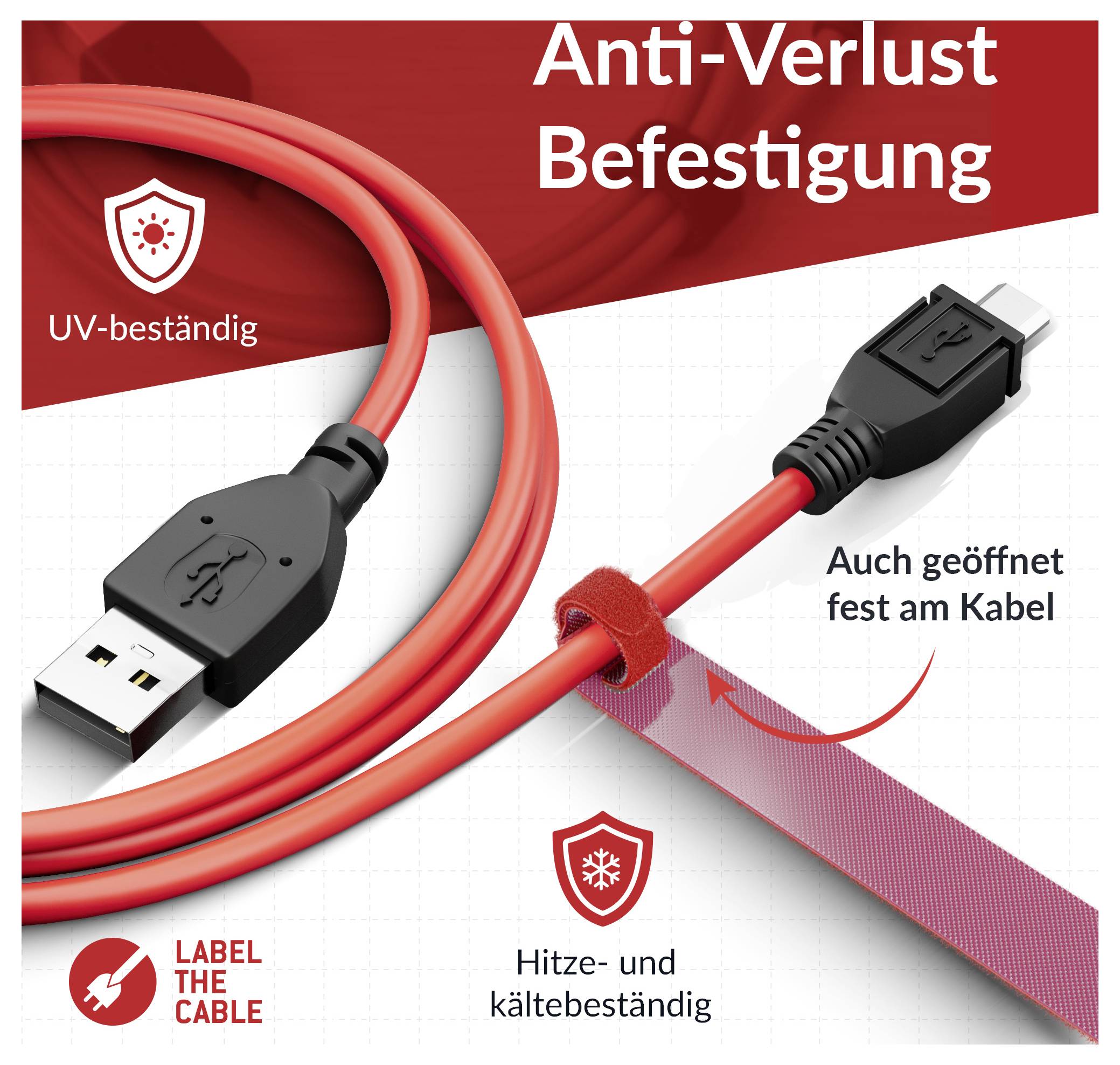 Label the Cable Klett-Kabelbinder LTC BASIC STRAPS L LTC 1130 10 St. Gelb, Blau, Rot