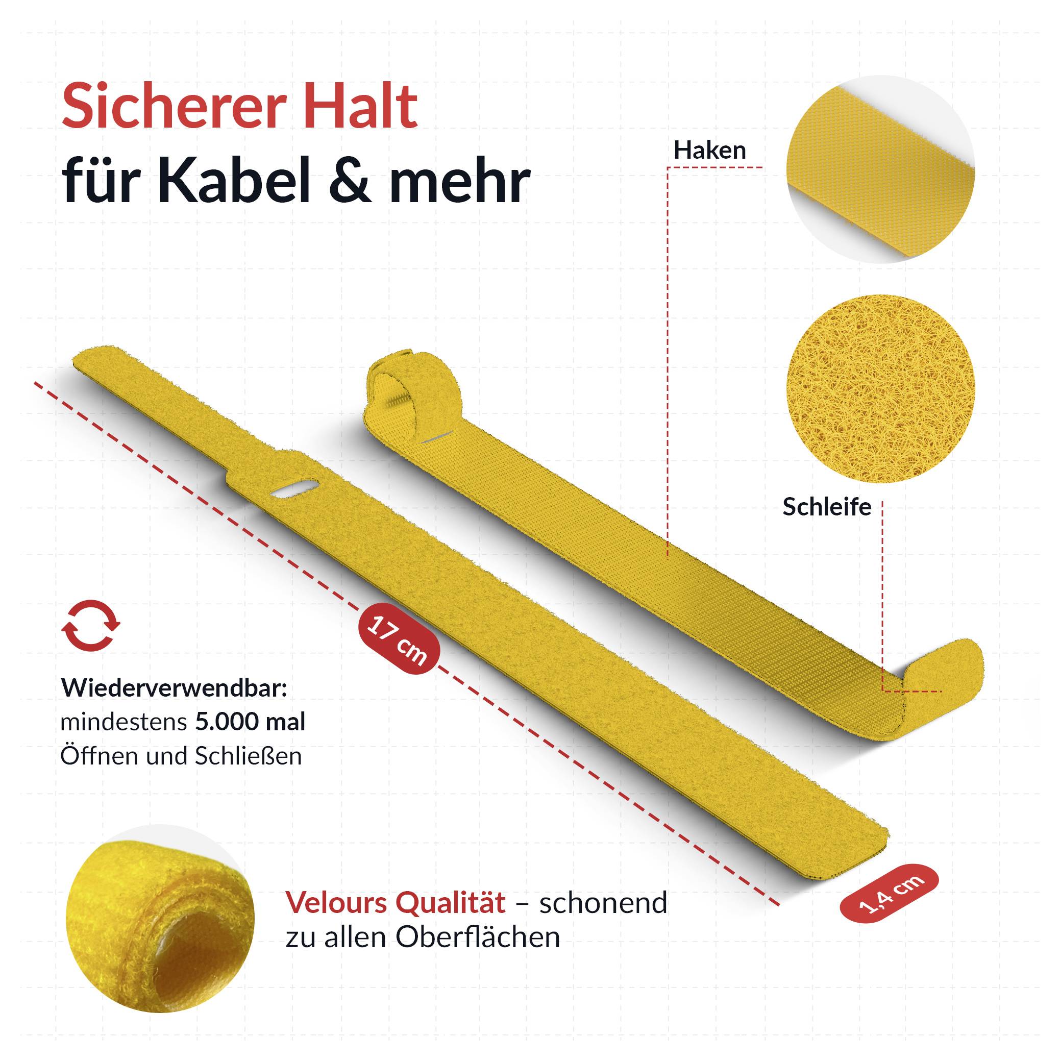 Label the Cable Klett-Kabelbinder LTC BASIC STRAPS L LTC 1130 10 St. Gelb, Blau, Rot