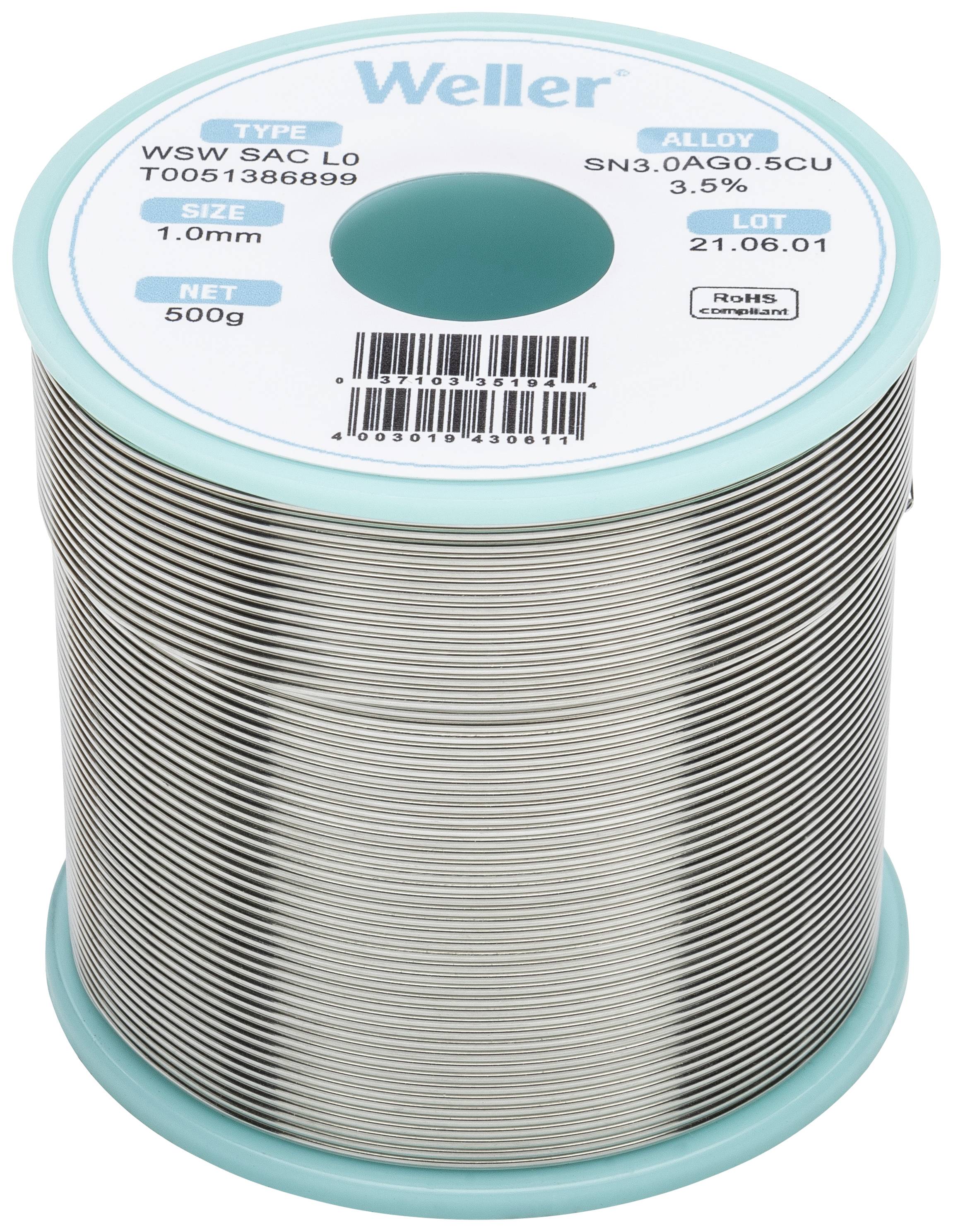 Weller WSW SAC L0 Lötzinn, bleifrei Spule Sn3,0Ag0,5Cu 500g 1mm