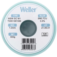 Weller WSW SC M1 Lötzinn, bleifrei Spule Sn0,7Cu 500g 1mm Weller WSW SC M1 Lötzinn, bleifrei Spule Sn0,7Cu 500g 1mm