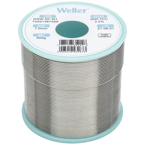 Weller WSW SC M1 Lötzinn, bleifrei Spule Sn0,7Cu 500g 1mm Weller WSW SC M1 Lötzinn, bleifrei Spule Sn0,7Cu 500g 1mm