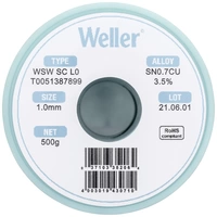Weller WSW SC L0 Lötzinn, bleifrei Spule Sn0,7Cu 500g 1mm Weller WSW SC L0 Lötzinn, bleifrei Spule Sn0,7Cu 500g 1mm