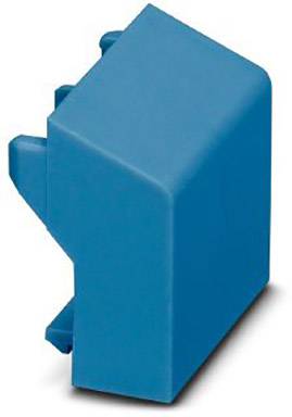 Ein blaues, keilförmiges Objekt mit zwei Vorsprüngen auf der linken Seite, vermutlich ein Bauteil oder Zubehörteil.