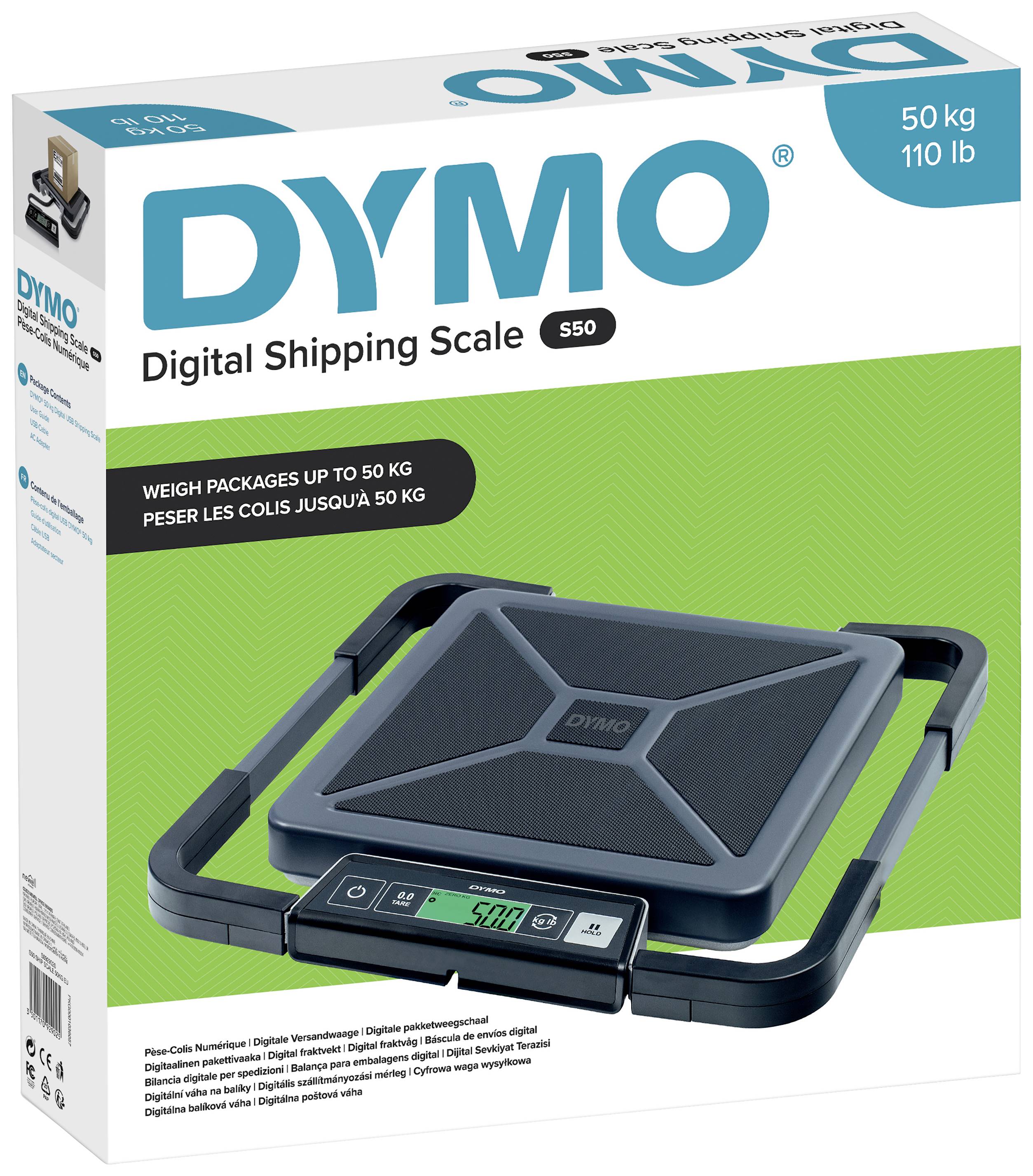 DYMO 606504 Paketwaage Wägebereich (max.) 50 kg Ablesbarkeit 100 g netzbetrieben, batteriebetrieben Schwarz