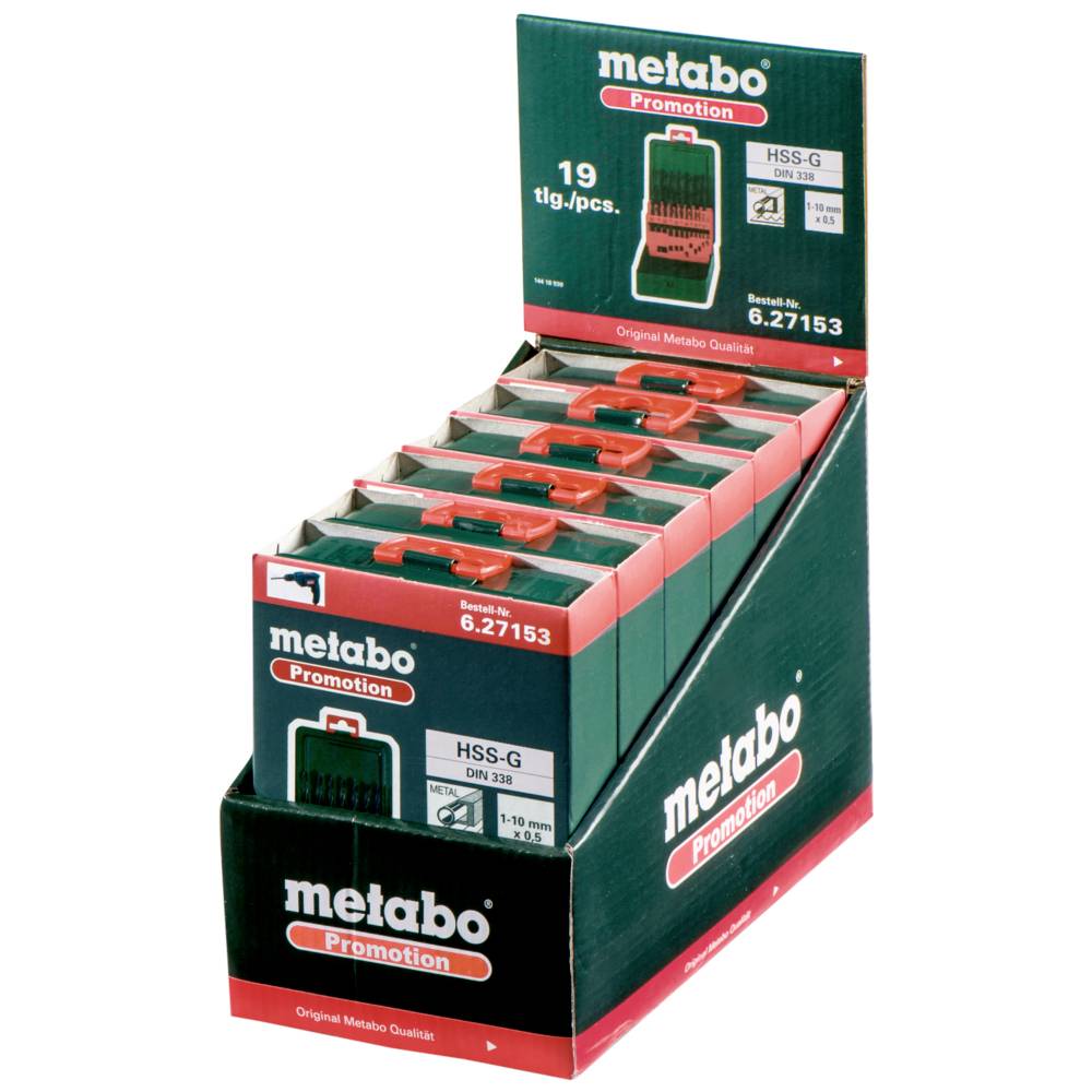 Metabo 627153000 HSS Metall-Spiralbohrer-Set 19teilig 1 mm, 1.5 mm, 2 mm, 2.5 mm, 3 mm, 3.5 mm, 4 mm, 4.5 mm, 5 mm, 5.5 mm, 6 mm