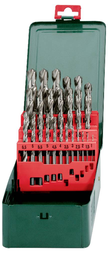 Metabo 627154000 HSS Metall-Spiralbohrer-Set 25teilig 1 mm, 1.5 mm, 2 mm, 2.5 mm, 3 mm, 3.5 mm, 4 mm, 4.5 mm, 5 mm, 5.5 mm, 6 mm