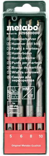Metabo 625580000 Hartmetall Hammerbohrer-Set 4teilig 5 mm, 6 mm, 8 mm, 10 mm Gesamtlänge 160 mm SDS
