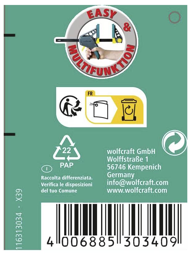 Wolfcraft EHZ PRO 100-915 - Einhandzwinge 3034000 Spann-Weite (max.):915mm Ausladungs-Maße:100mm