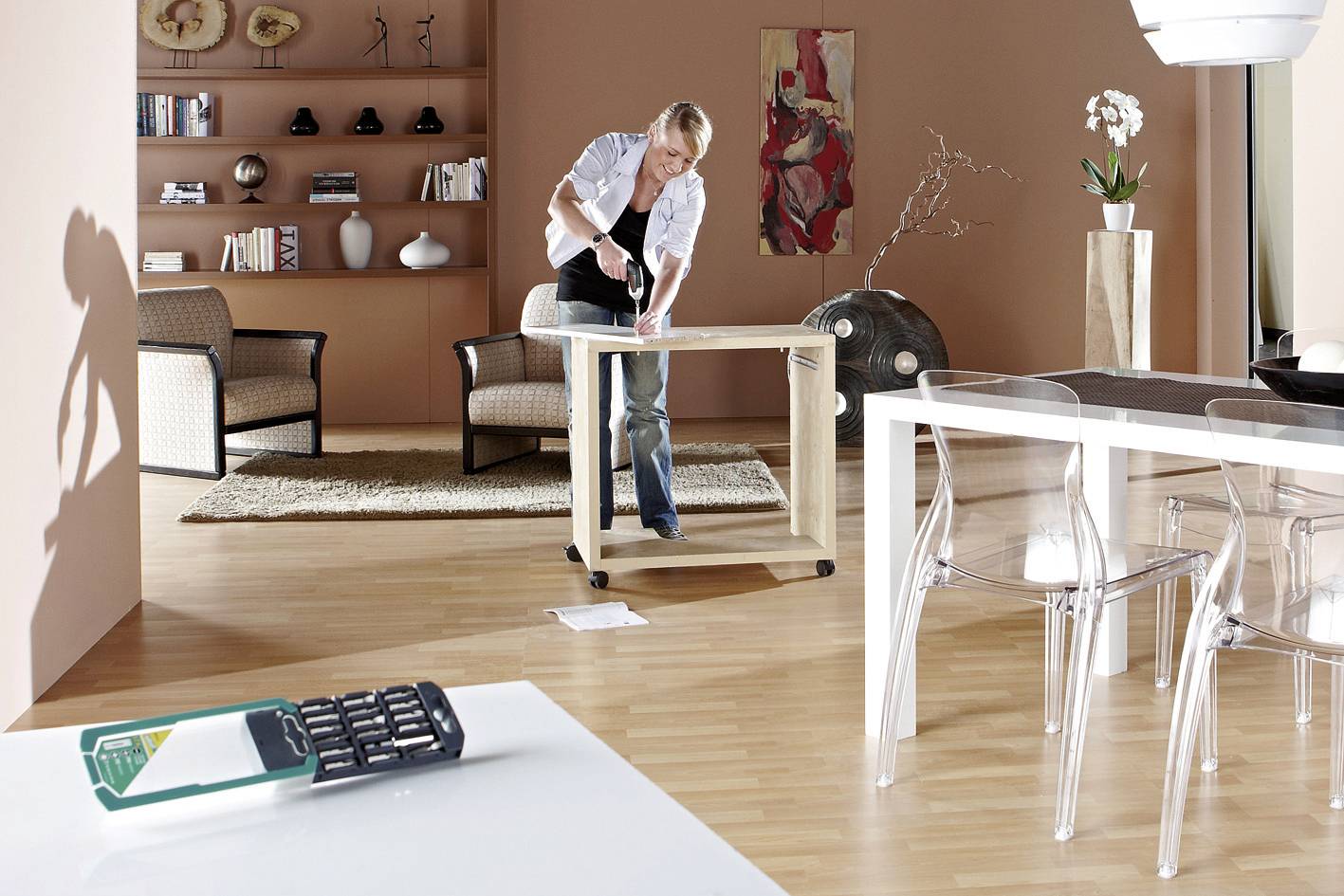 Wolfcraft 8633000 Bit-Set 17teilig Schlitz, Kreuzschlitz Phillips, Kreuzschlitz Pozidriv, Innen-Sechsrund (TX)