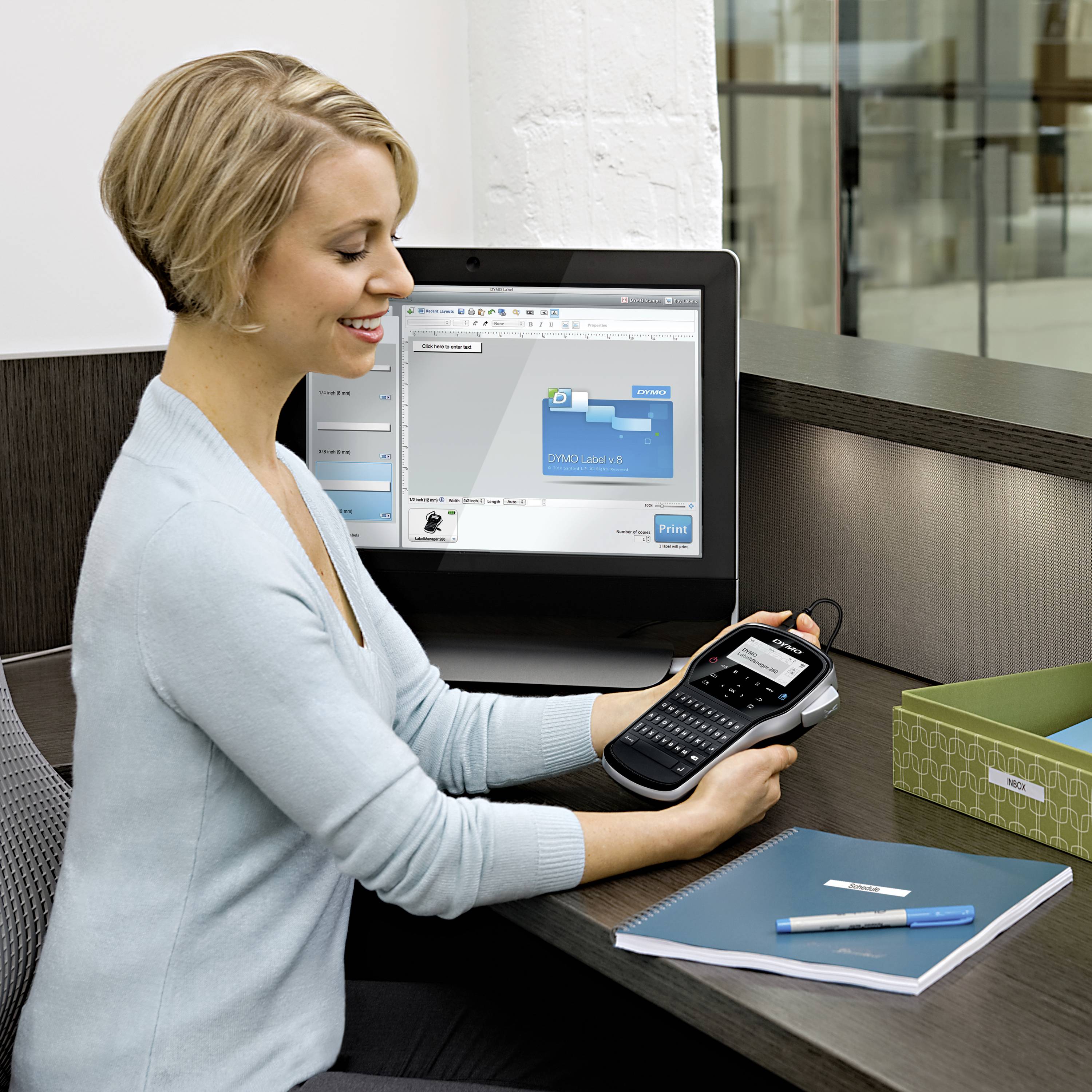 DYMO LabelManager 280 Beschriftungsgerät Geeignet für Schriftband: D1 6 mm, 9 mm, 12 mm