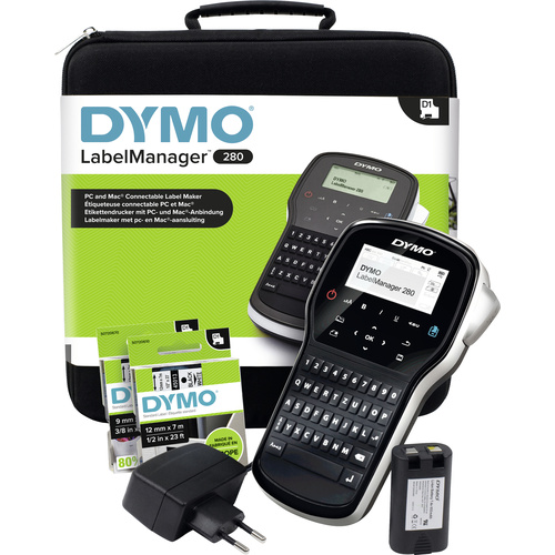 DYMO LabelManager 280 Kit Beschriftungsgerät Geeignet für Schriftband: D1 6 mm, 9 mm, 12mm