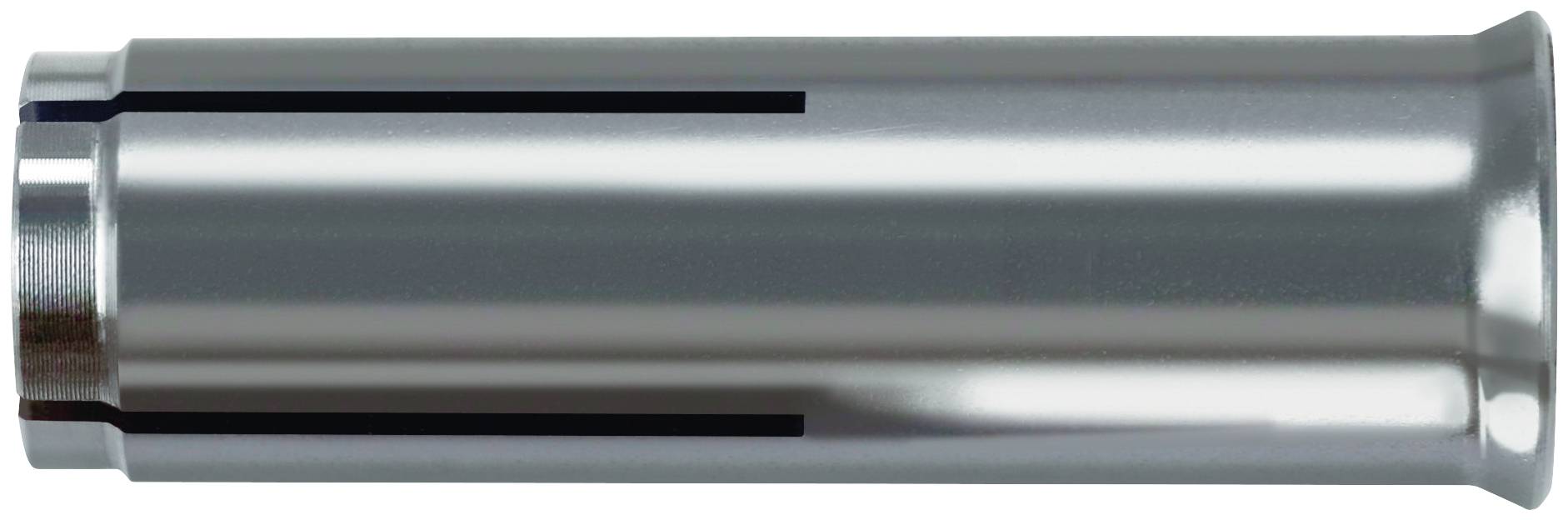 Metallisches zylindrisches Werkzeug oder Düse mit ausgestelltem Ende und zwei langen schwarzen Schlitzen entlang der Seite, gezeigt auf weißem Hintergrund.