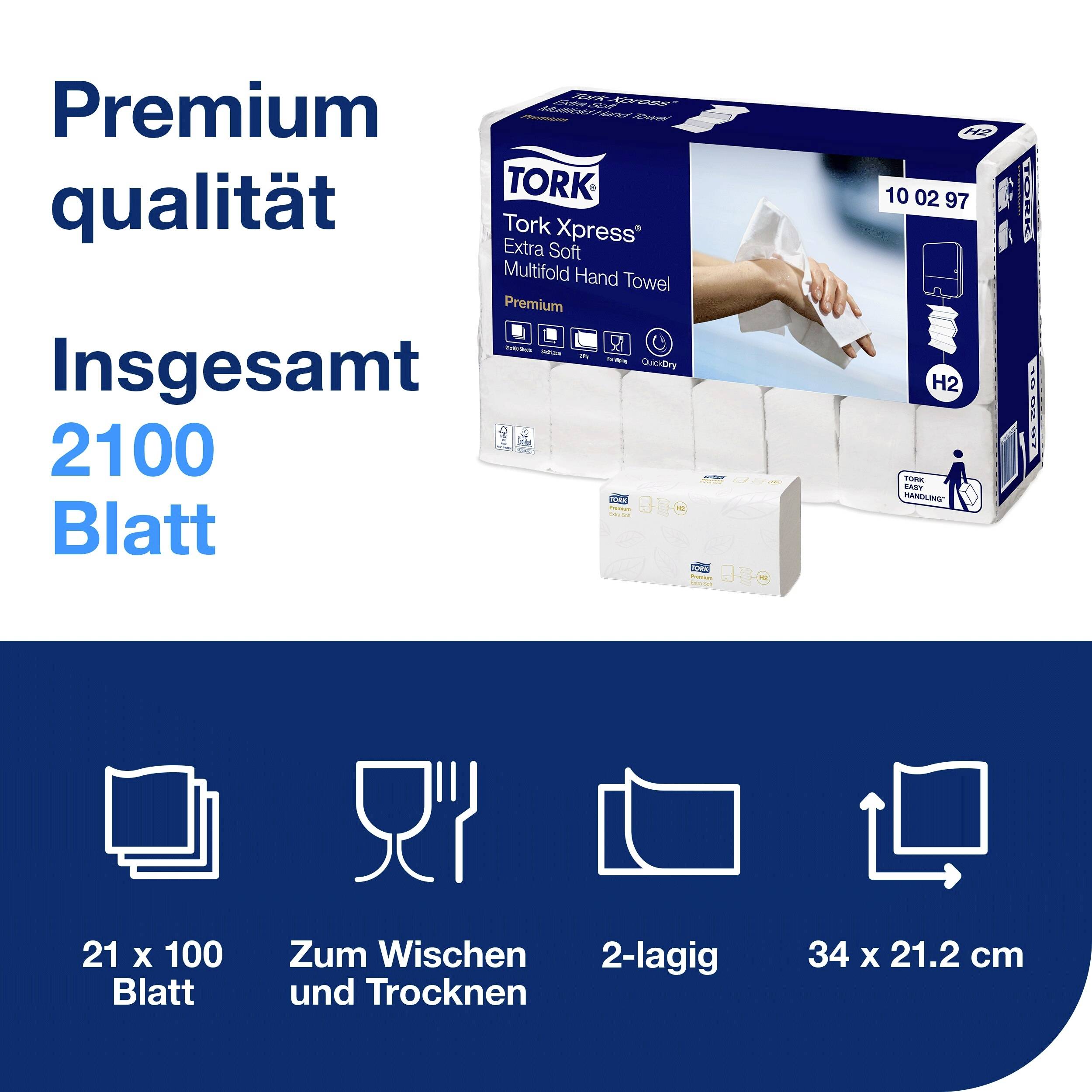 TORK 100297 Xpress® Multifold Premium Papierhandtücher (L x B) 34cm x 21cm Hochweiß 2100St.