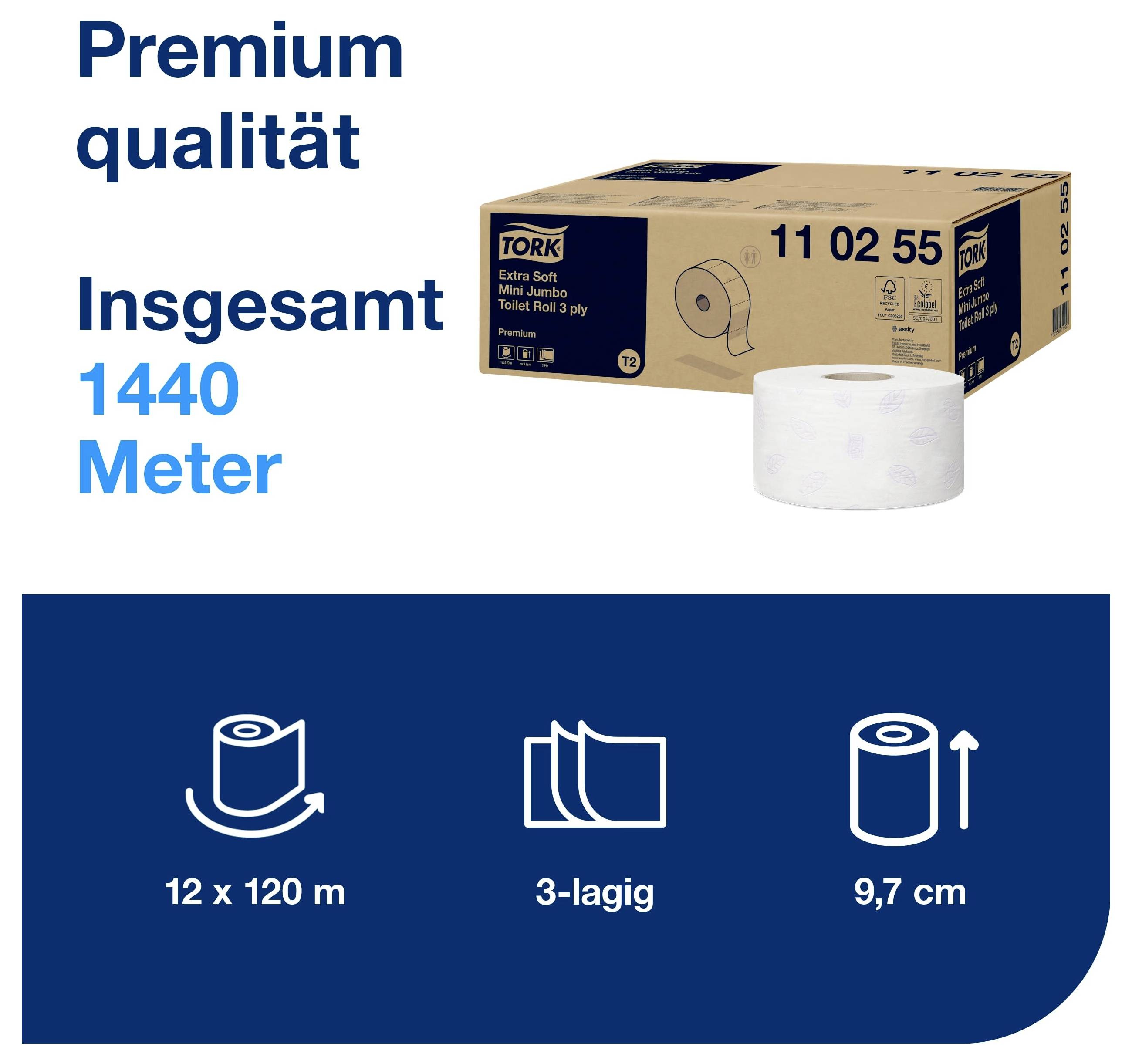 Tork Toilettenpapier Mini Jumbo 110255 3lagig weiß 12 St./Pack.