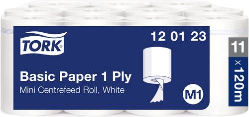Tork 120123 Basic Paper 1 Ply Mini Centre Feed Roll M1 System - 11...