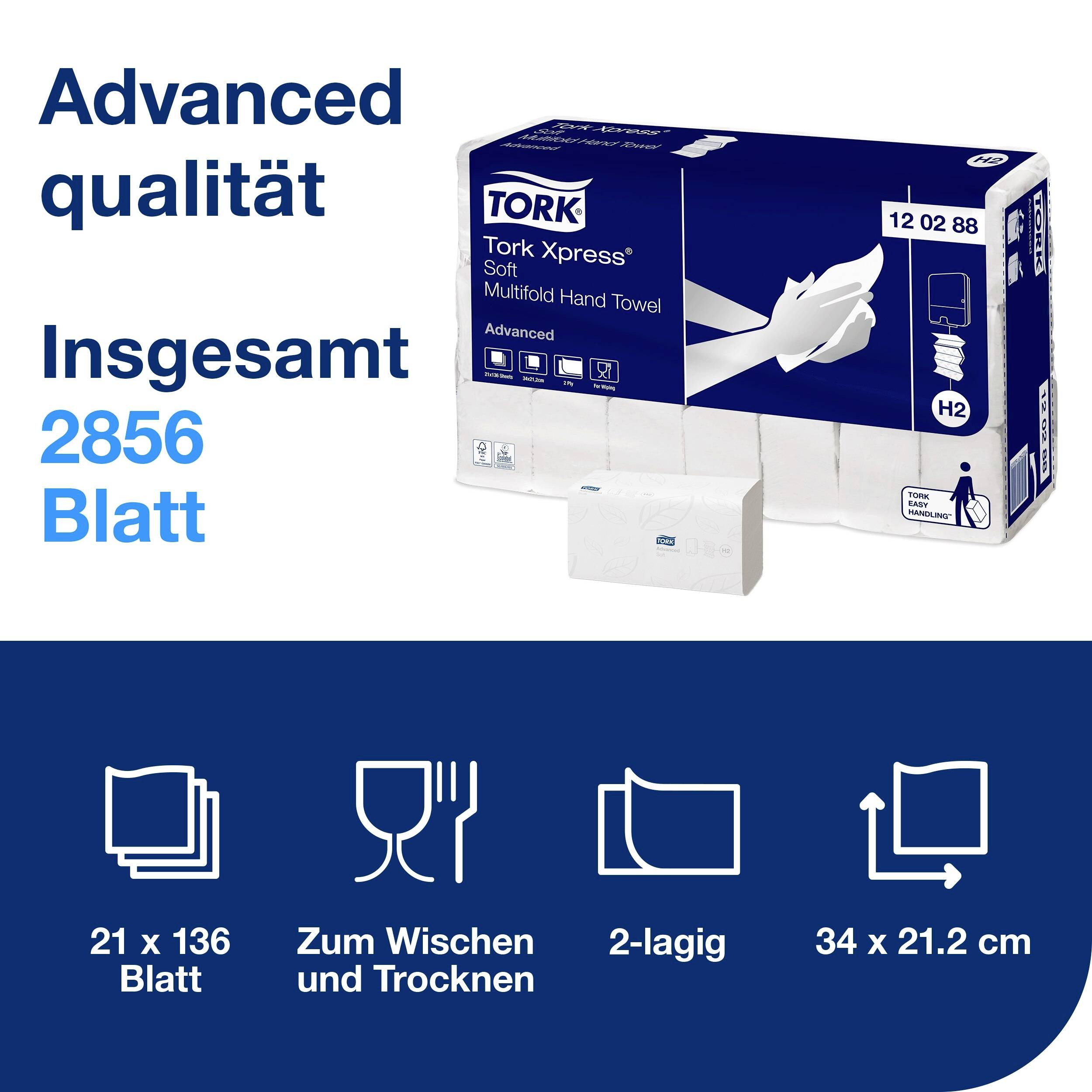 TORK 120288 Xpress® Multifold Advanced Papierhandtücher (L x B) 34 cm x 21 cm Weiß 2856 St.