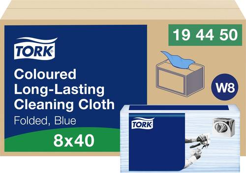 Tork 194450 Coloured Long Lasting Cleaning Cloth - Blue - 8 Bags O...