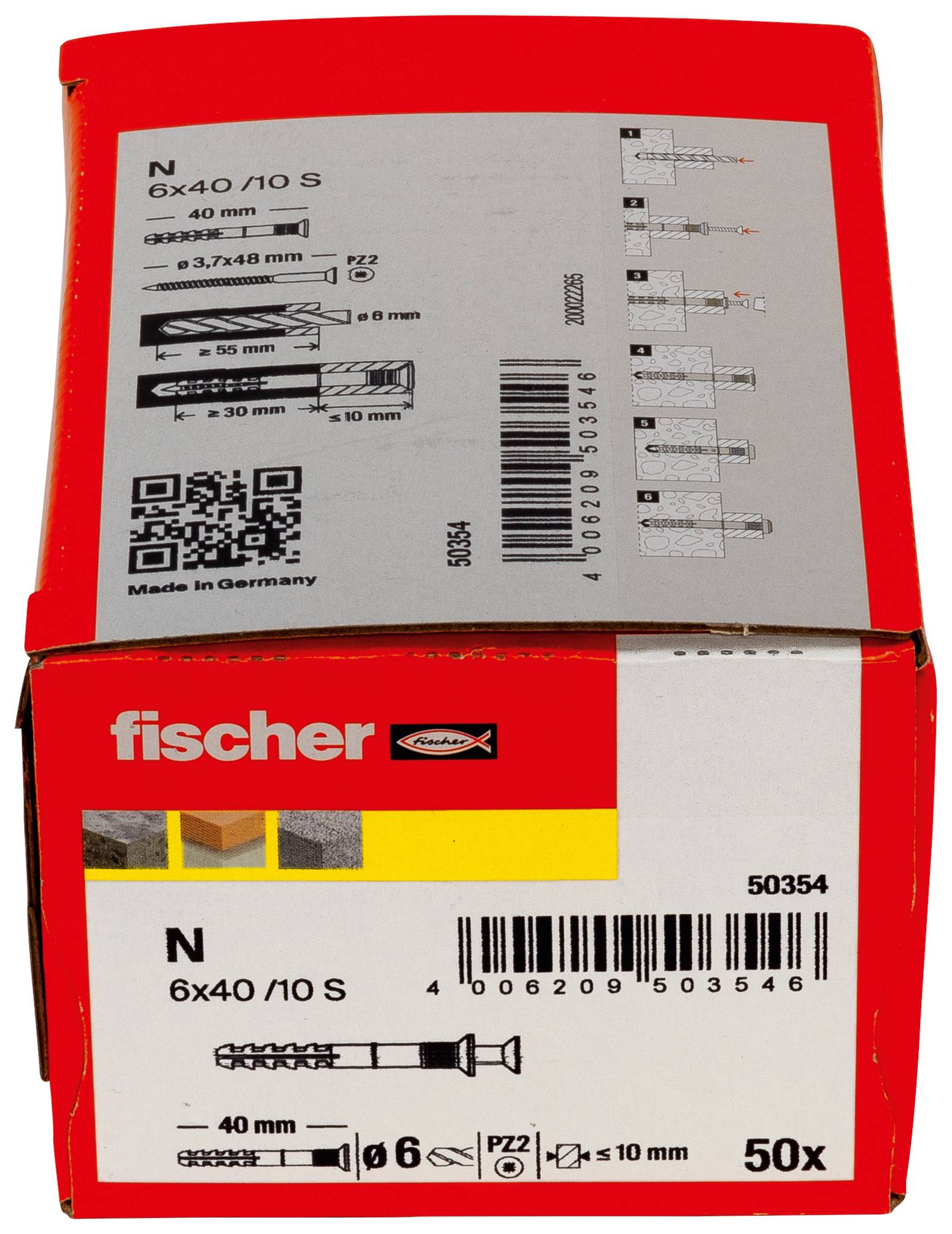 Fischer 50354 N 6 x 40/10 S Nageldübel 40mm 6mm 50St.