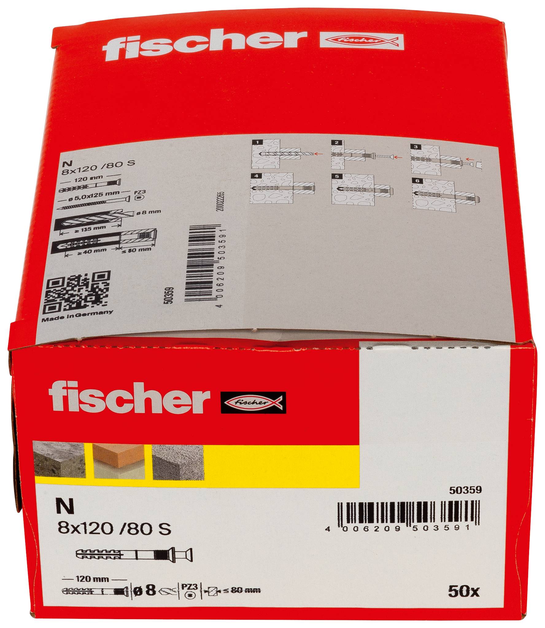 Fischer 50359 N 8 x 120/80 S Nageldübel 120 mm 8 mm 50 St.