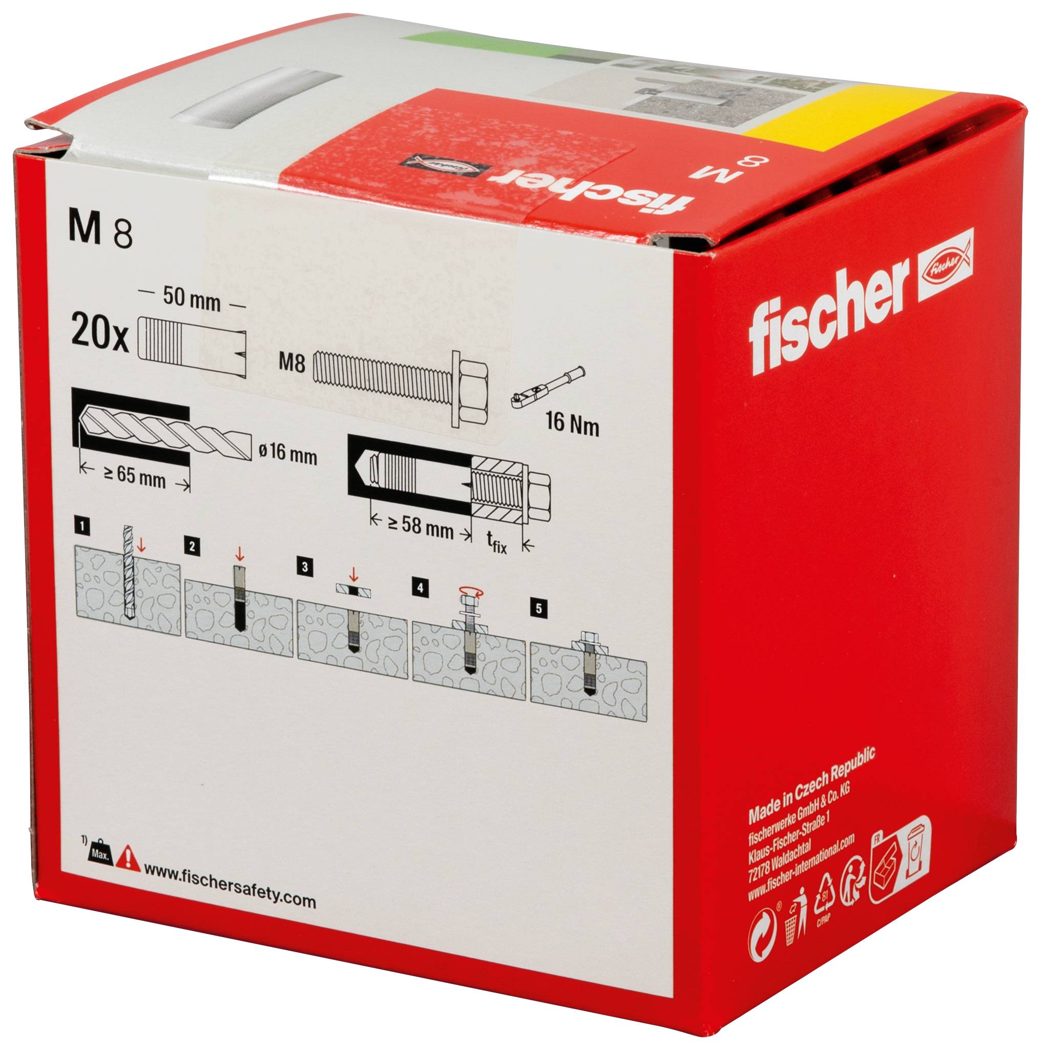 Fischer 50508M 8 Dübel 50mm 16mm 20St.