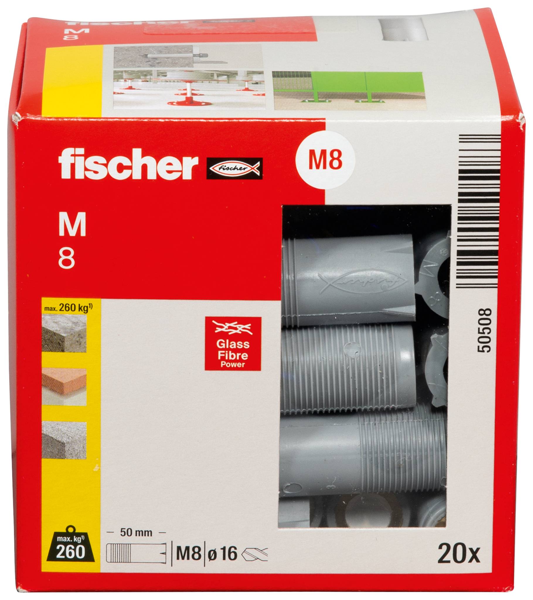 Fischer 50508M 8 Dübel 50mm 16mm 20St.