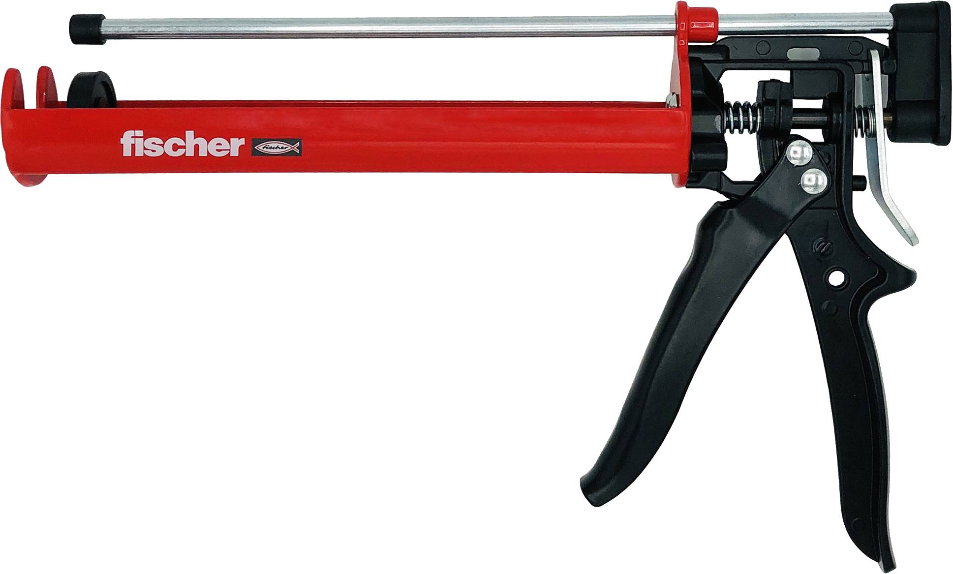 Rot-schwarze Dichtungspistole mit langer Metallstange und 