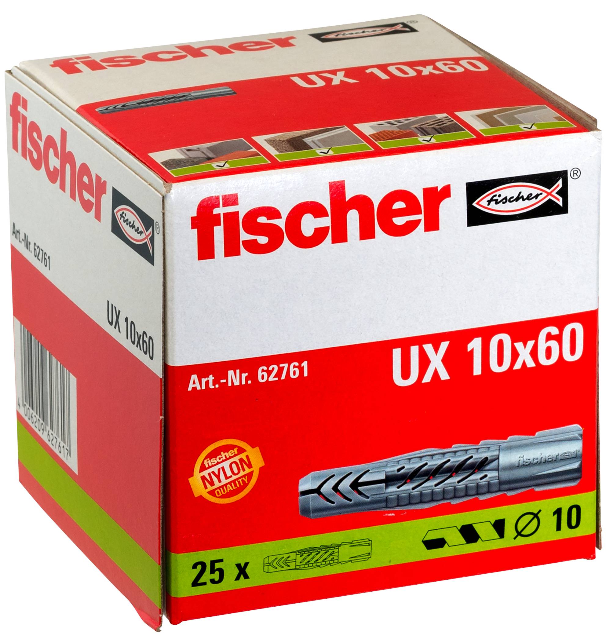 Fischer 62761 UX 10 x 60 Universaldübel 60 mm 10 mm 25 St.