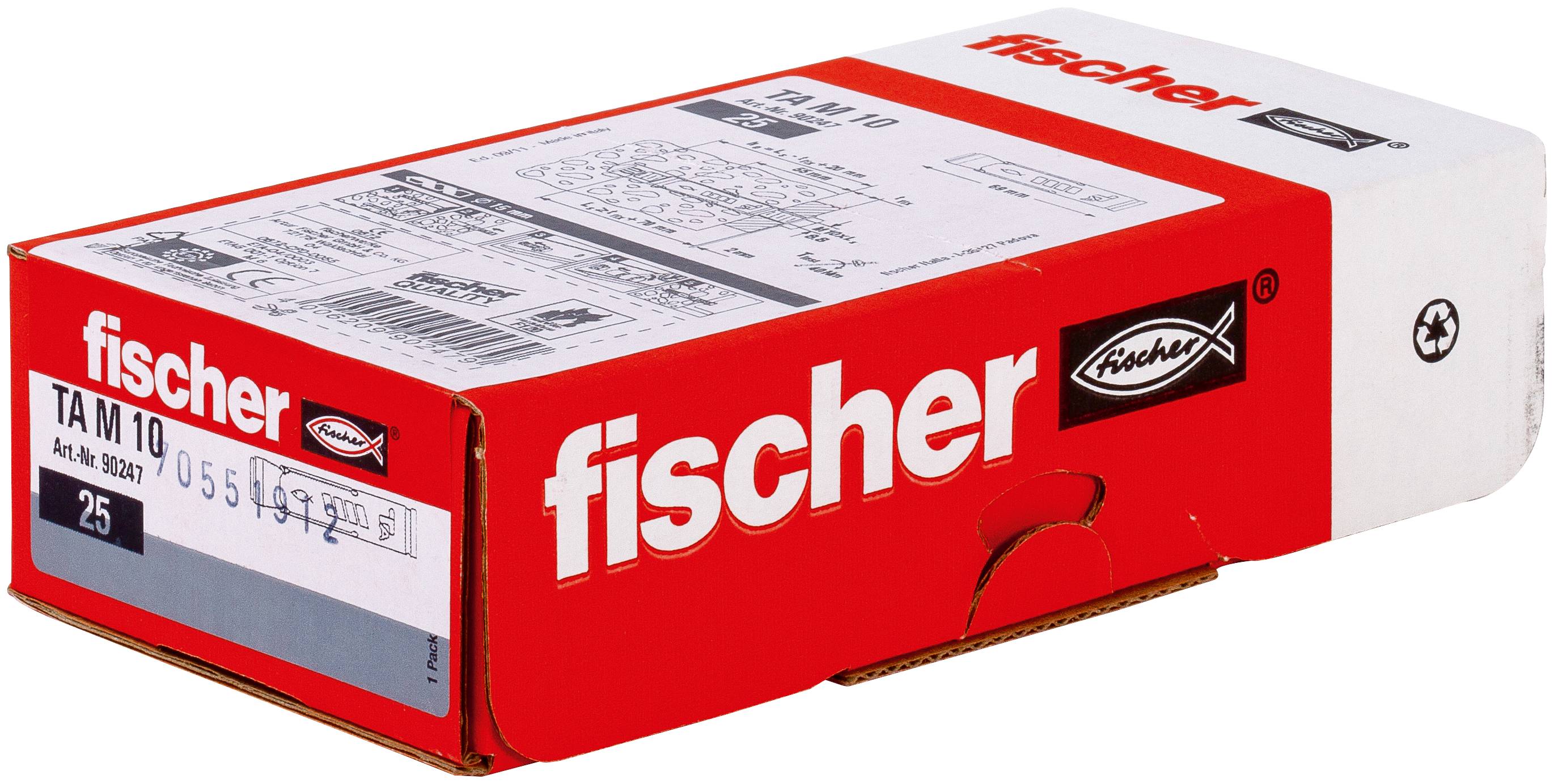 Kunststoffankerbox von Red Fischer mit der Beschriftung „fischer