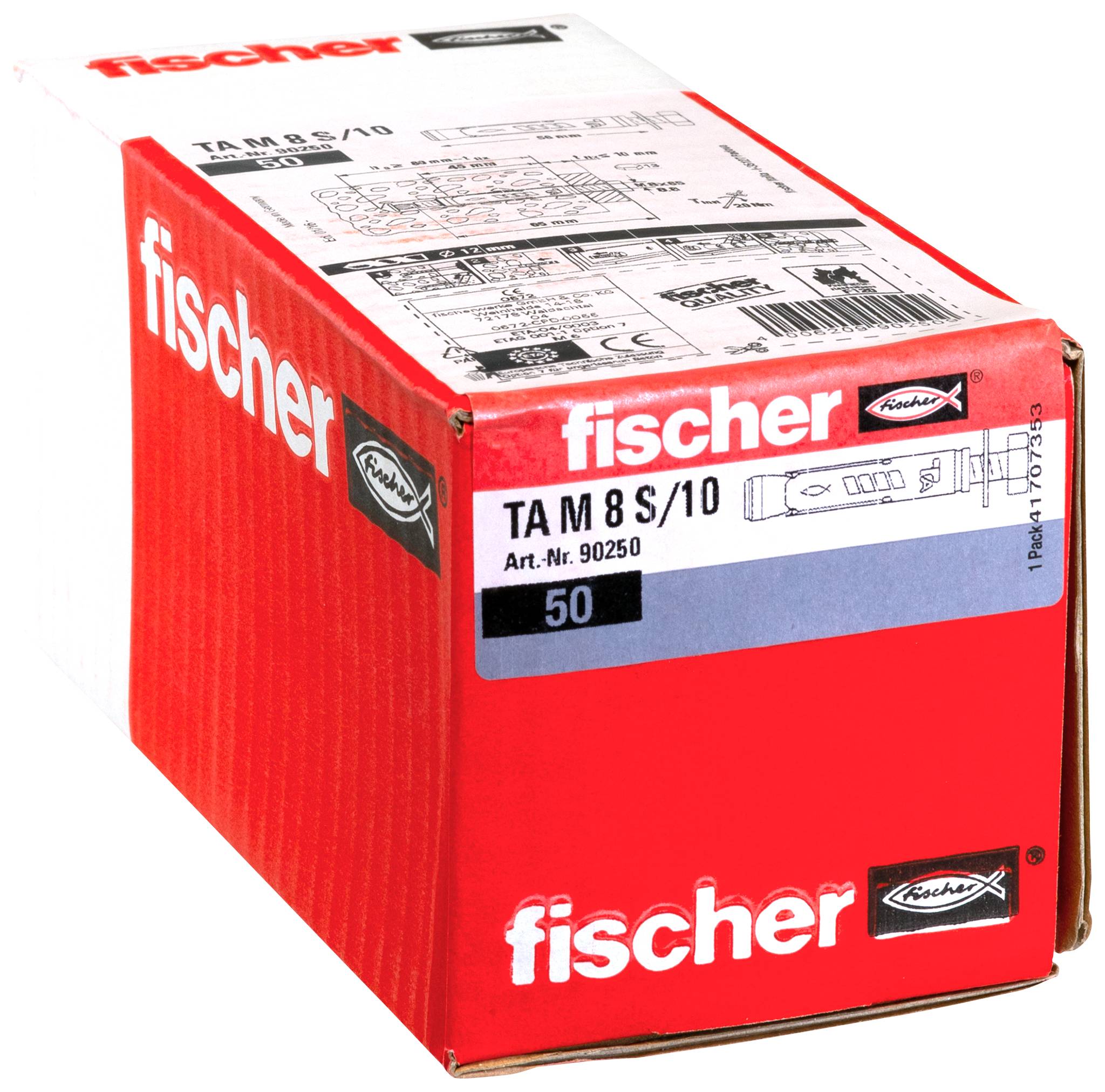 Rote Fischer-Produktbox mit der Aufschrift 