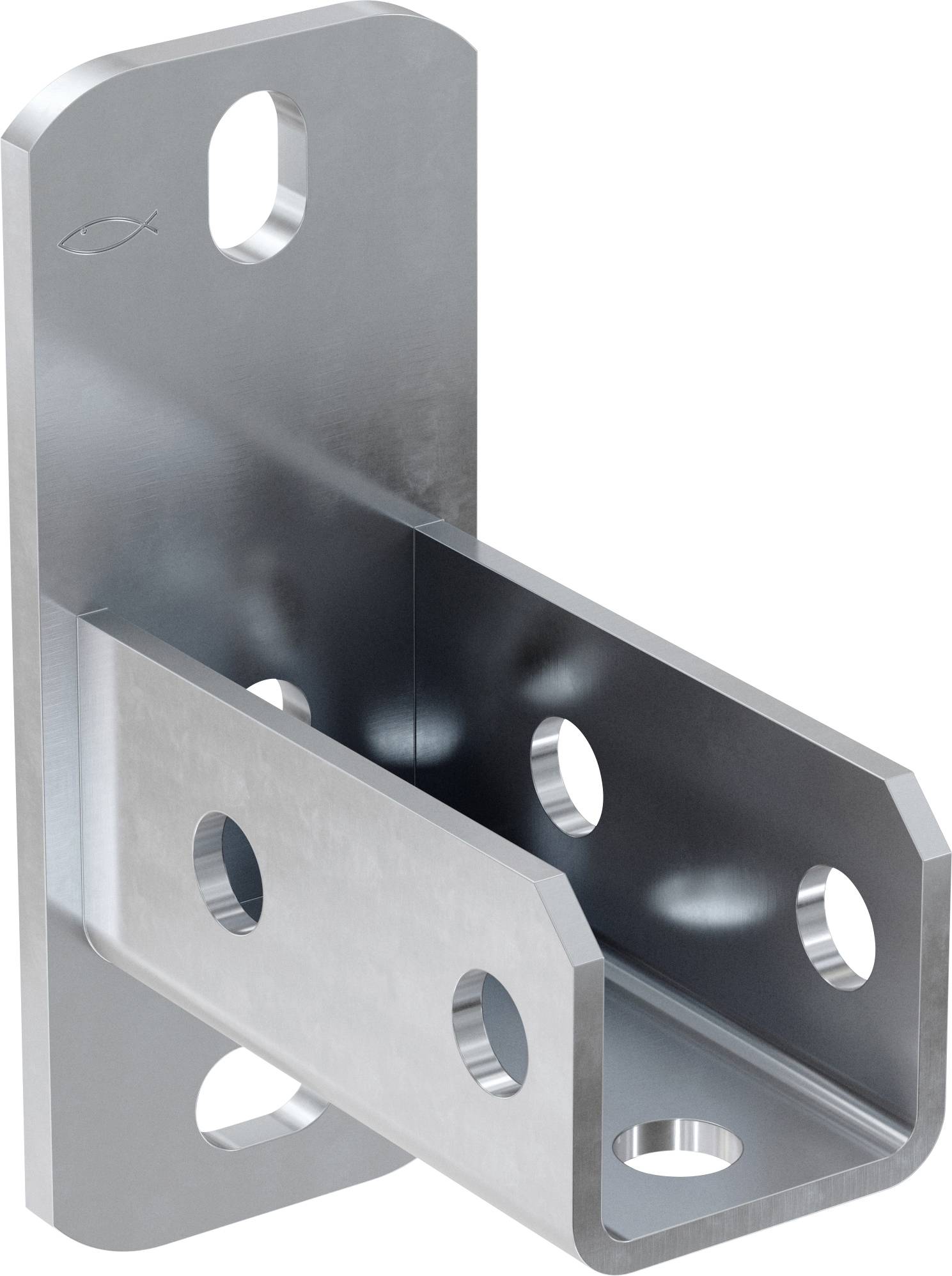 Metallische U-förmige Halterungsschelle mit mehreren Schraubenlöchern, dargestellt in einer produkttypischen isolierten Ansicht.