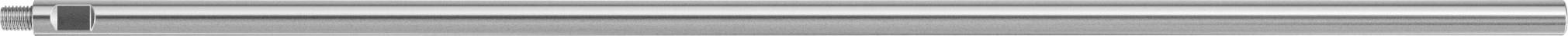 Ein langer, dünner metallischer Stab oder Rohr mit einer kleinen Buchse oder Armatur am linken Ende, horizontal auf weißem Hintergrund dargestellt.
