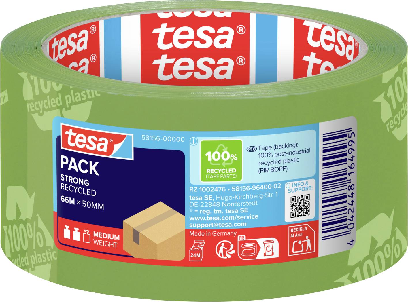 tesa ECO & STRONG 58156-00000-00 Packband tesapack® Grün (L x B) 66 m x 50 mm 1 St.