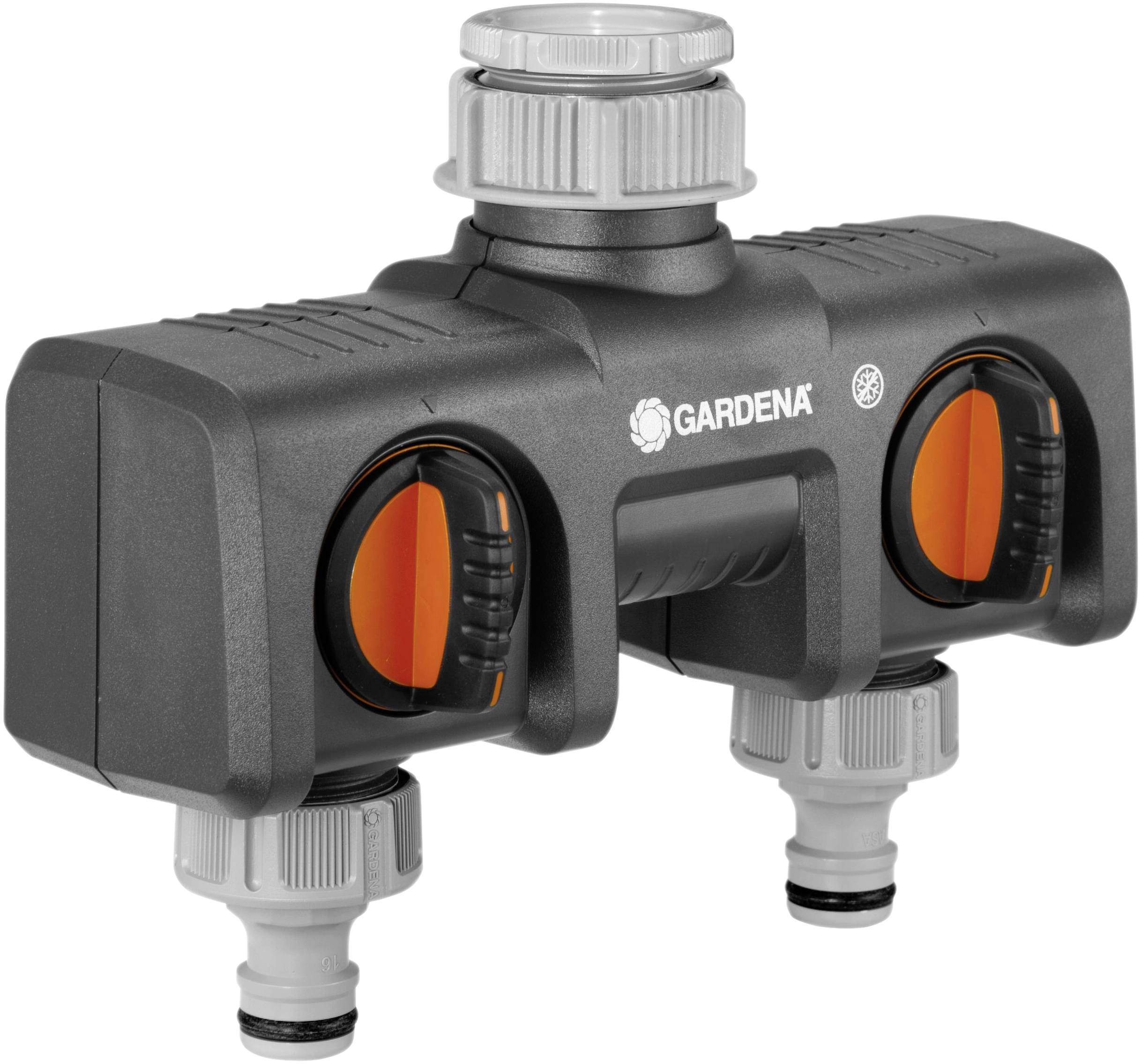 Gardena 8193-20 Kunststoff 2-Wege-Verteiler Steckkupplung, 30,3 mm (1") IG, 24,2 mm (3/4") IG mit R