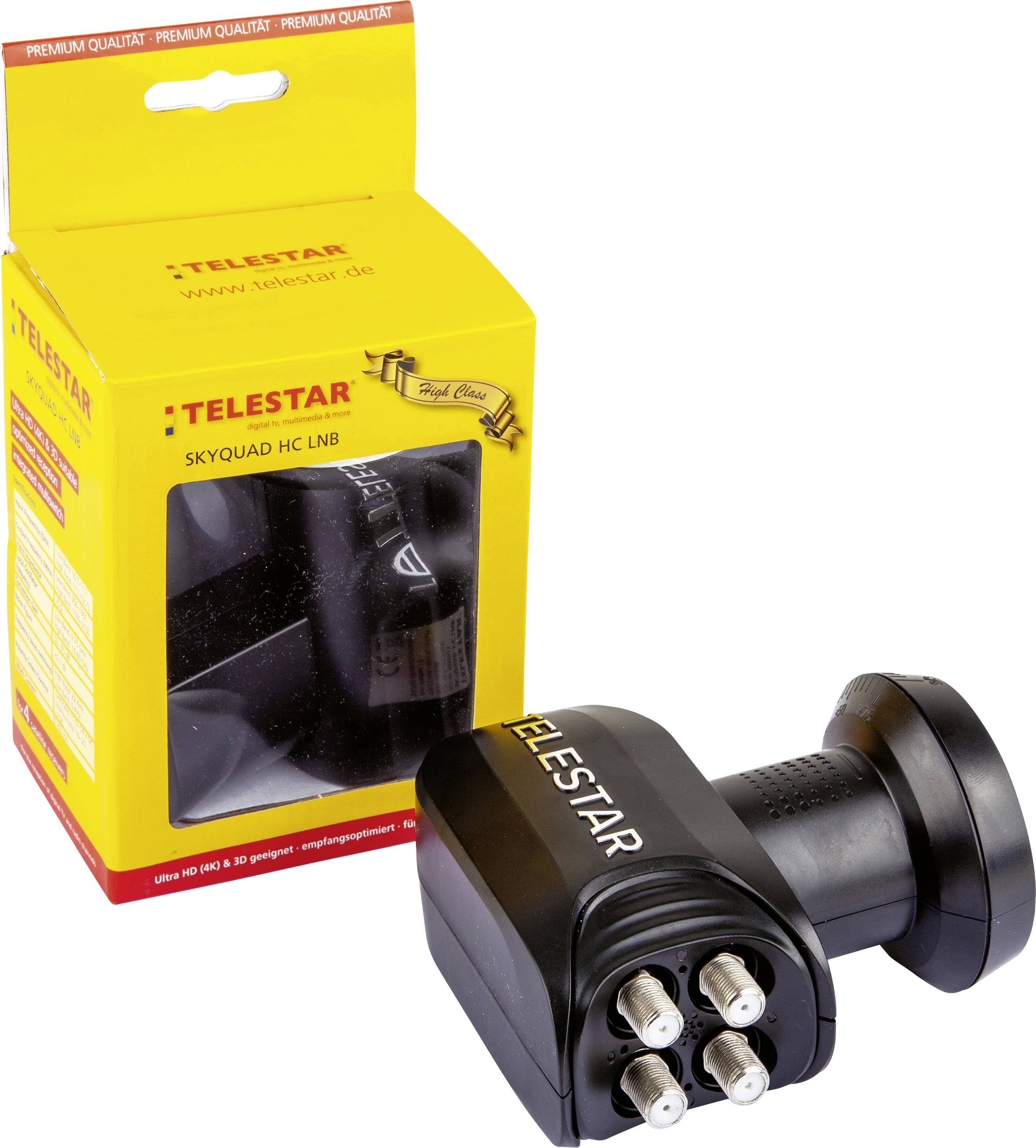 Telestar SkyQuad HC Quad-LNB Teilnehmer-Anzahl: 4 Feedaufnahme: 40mm Wetterschutz, mit Switch Schwarz, Hellgrau