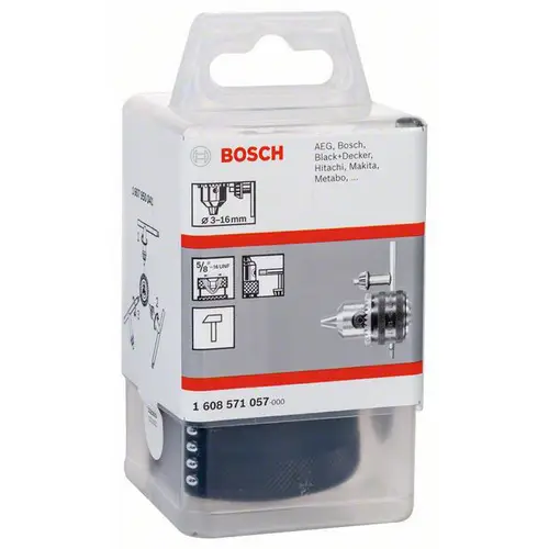 Bosch Accessories Zahnkranzbohrfutter bis 16 mm, 3 bis 16 mm, 5/8 Zoll - 16, Spannkraftsicherung 1608571057 Bosch Accessories Zahnkranzbohrfutter bis 16 mm, 3 bis 16 mm, 5/8 Zoll - 16, Spannkraftsicherung 1608571057