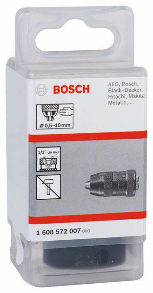 Schnellspannbohrfutter bis 10 mm, 0,5 bis 10 mm, 1/2 Zoll bis 20 Bosch Accessories 1608572007