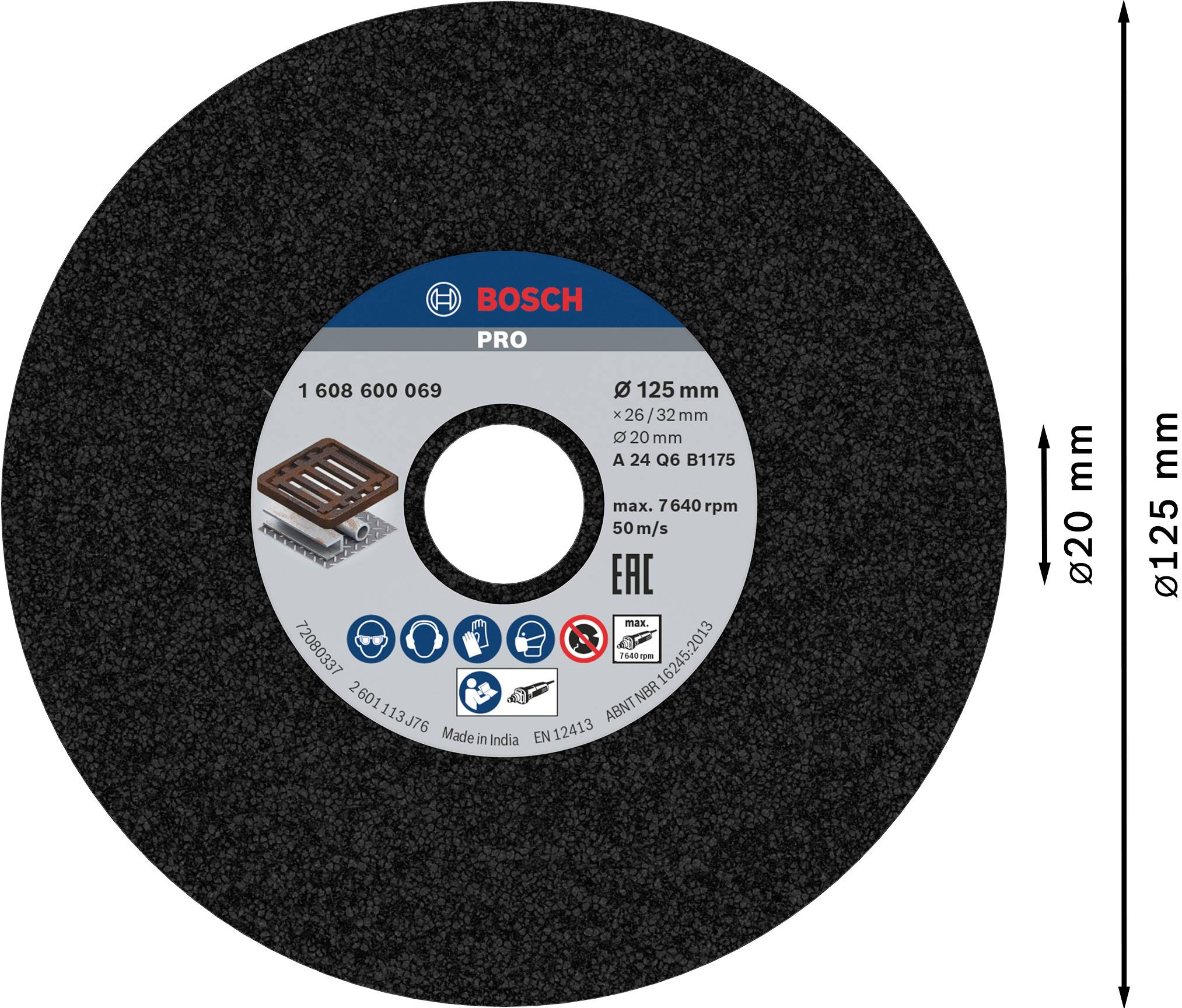 Bosch Accessories 1608600069 Schleifscheibe Durchmesser 125mm 1St.