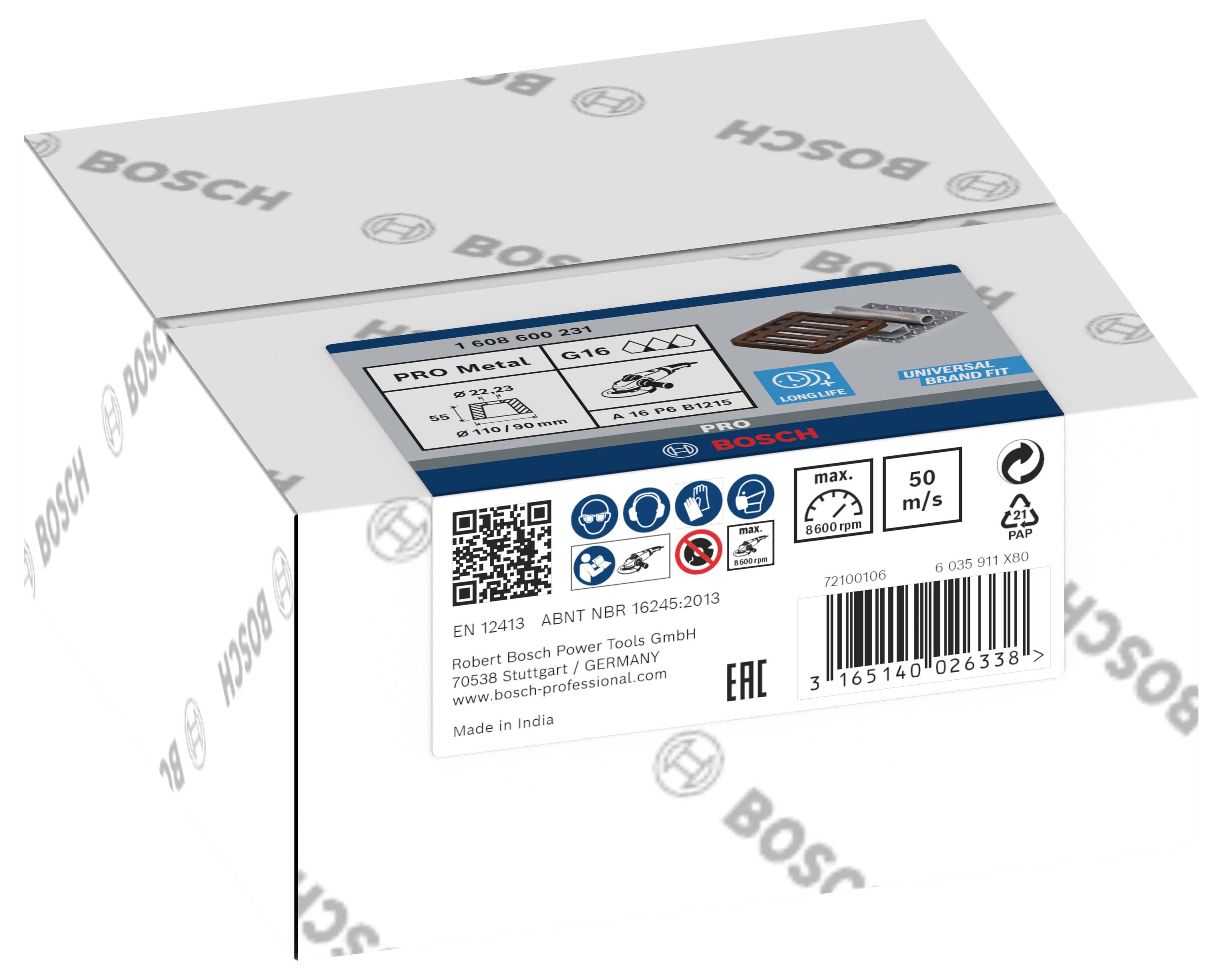 Bosch Accessories 1608600231 Schleiftopf, konisch-Metall/Guss 90 mm, 110 mm, 55 mm, 16 1St.