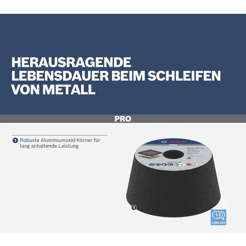 Bosch Accessories 1608600232 Schleiftopf, konisch-Metall/Guss 90 mm, 110 mm, 55 mm, 24 1St. Bosch Accessories 1608600232 Schleiftopf, konisch-Metall/Guss 90 mm, 110 mm, 55 mm, 24 1St.