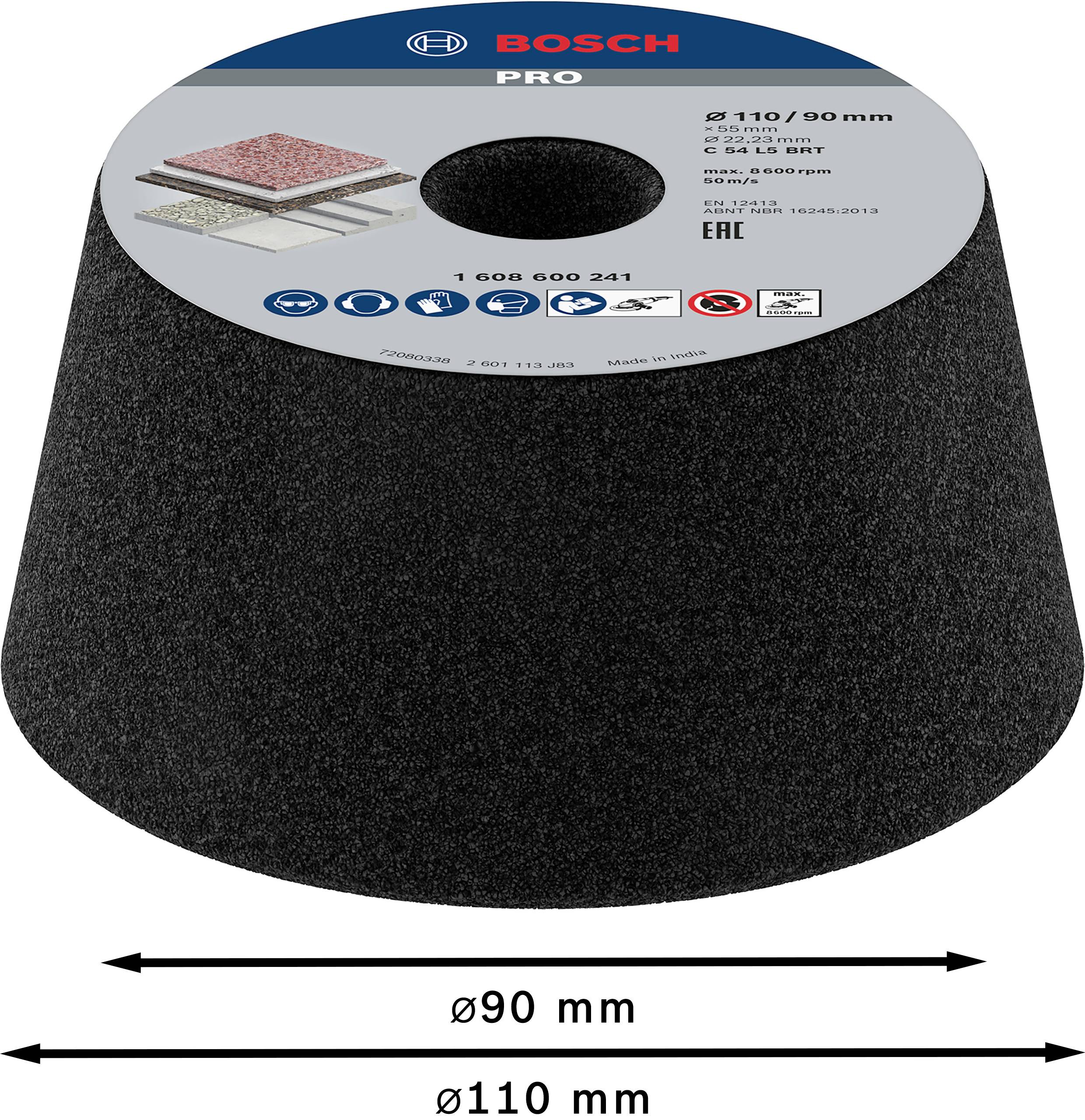 Bosch Accessories 1608600241 Schleiftopf, konisch-Stein/Beton 90 mm, 110 mm, 55 mm, 60 1St.