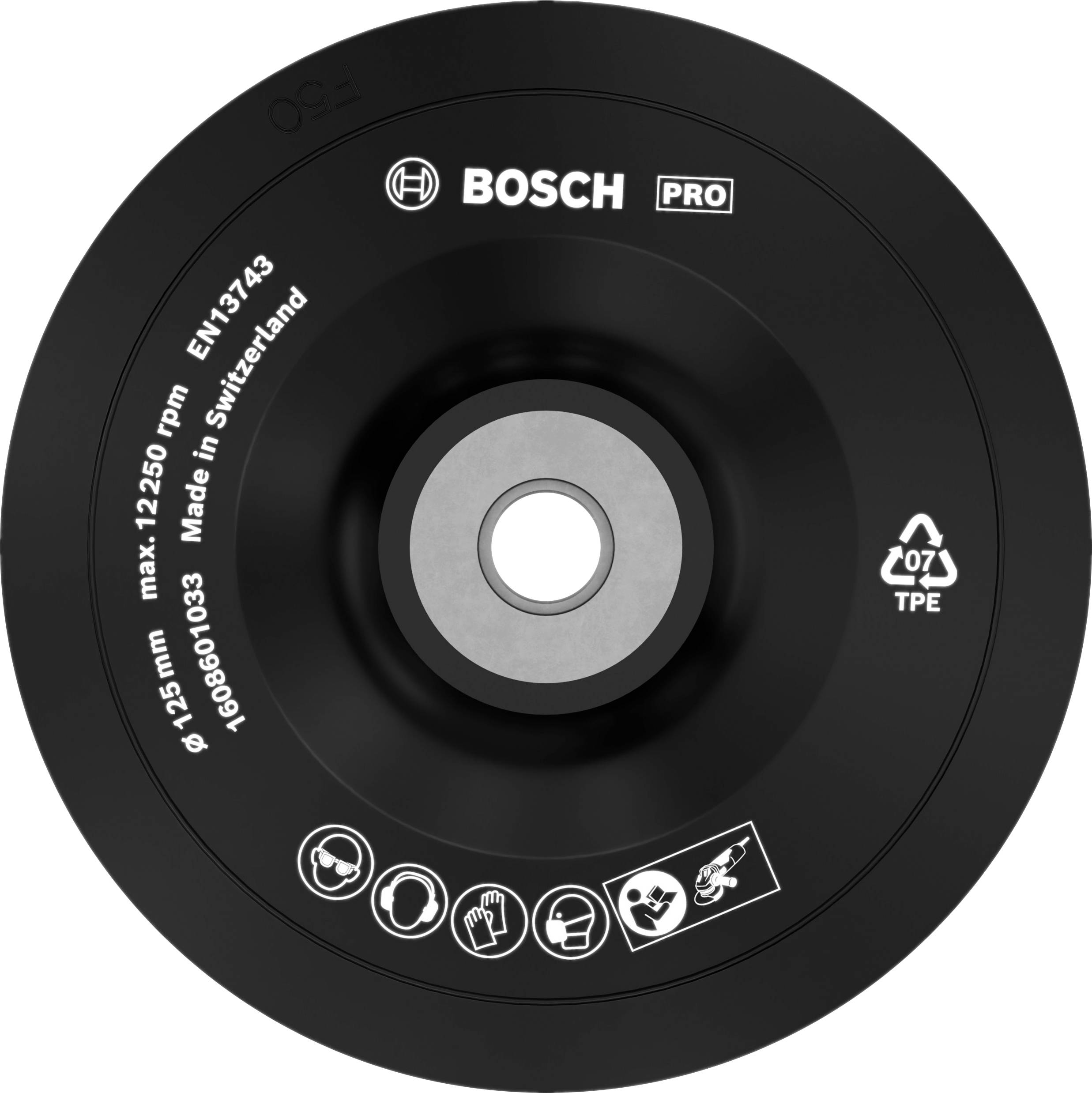 Bosch Accessories 1608601033 Stützteller Standard, M14, 125 mm, 12 500 U/min Durchmesser 125 mm