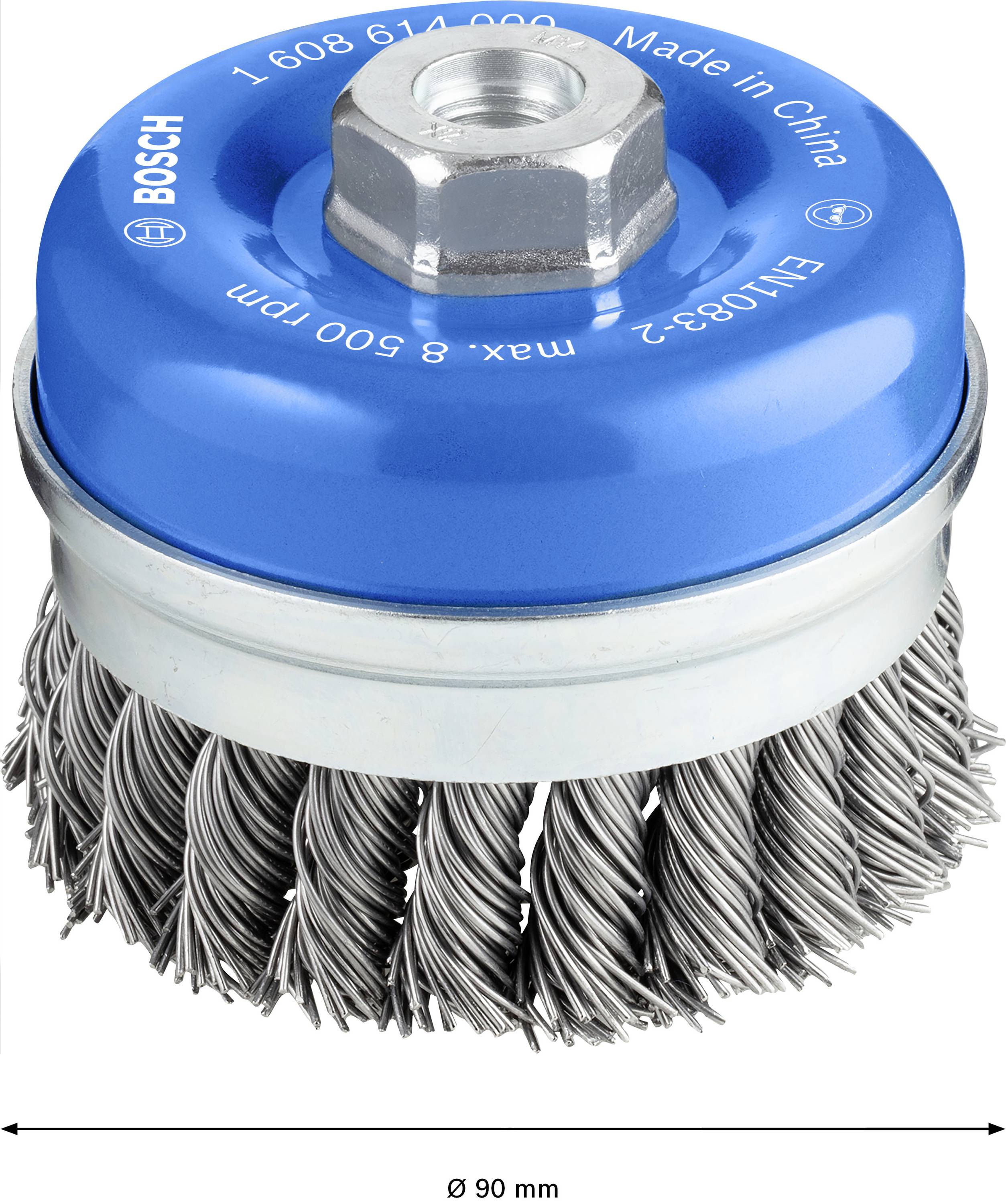 Bosch Accessories Topfbürste, Stahl, gezopfter Draht, 90 mm, 0,8 mm, 8500 U/ min, M 14 1608614000 1 St.