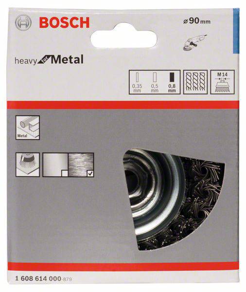 Bosch Accessories Topfbürste, Stahl, gezopfter Draht, 90 mm, 0,8 mm, 8500 U/ min, M 14 1608614000 1St.