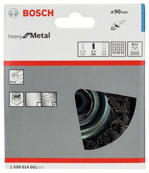 Bosch Accessories Topfbürste, Stahl, gezopfter Draht, 90 mm, 0,5 mm, 8500 U/ min, M 14 1608614001 1St.